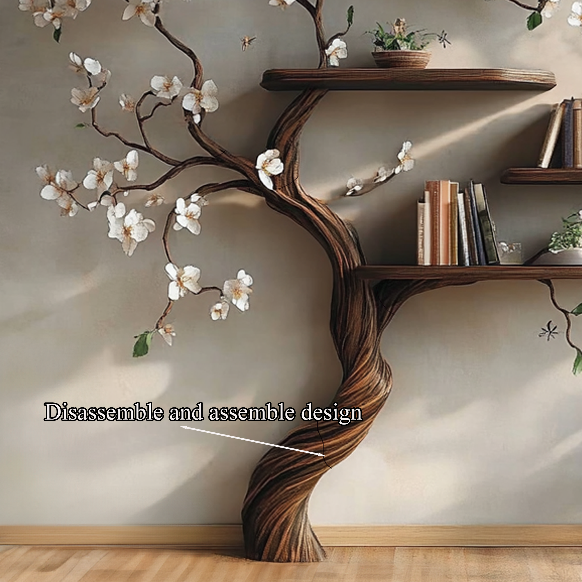 Tree Branch Bookcase Wall Mount Live Edge Shelf Decor Home SINLTB131