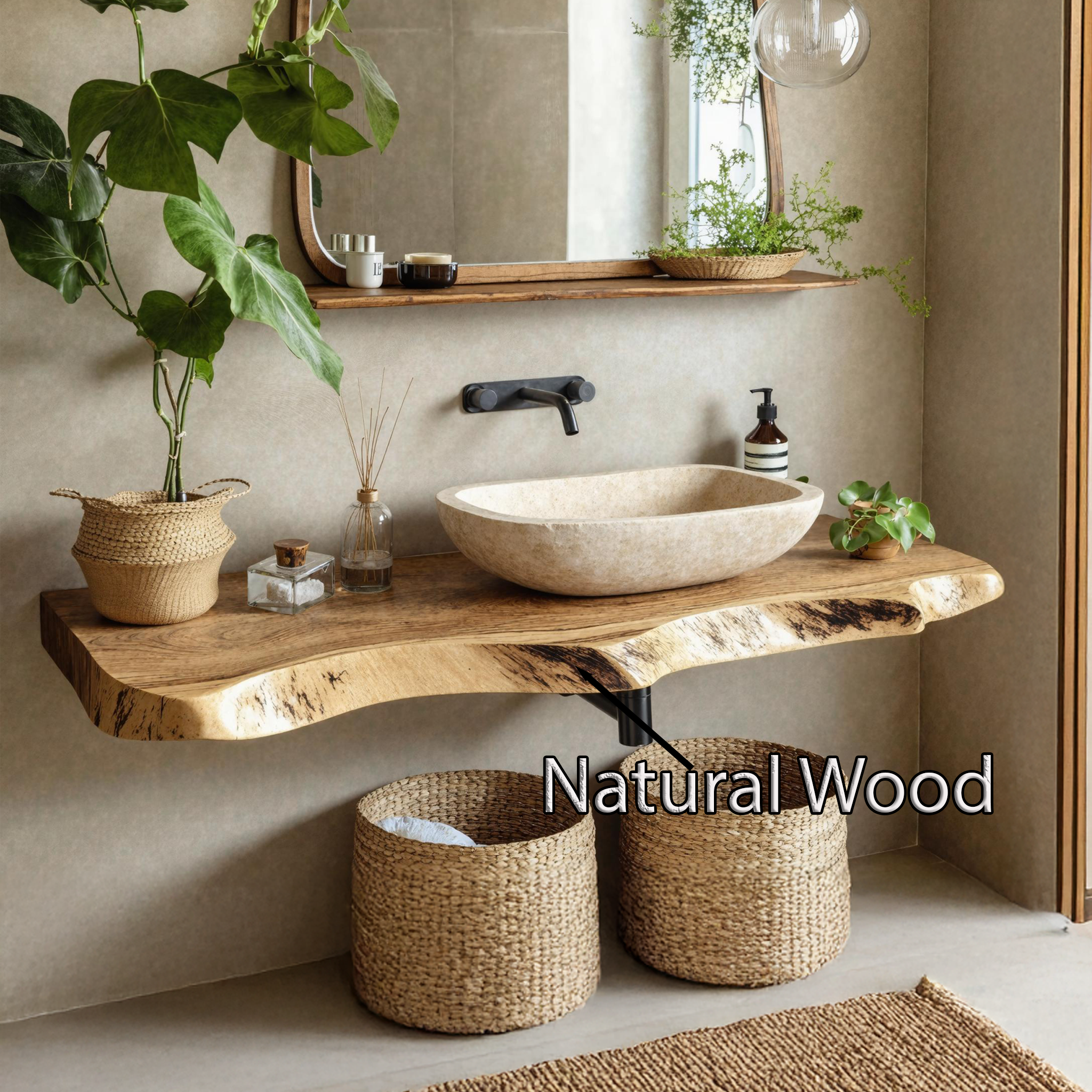 Rustic Solid Wood Vanity For Elegant Bathroom Decor SILDTBRV188