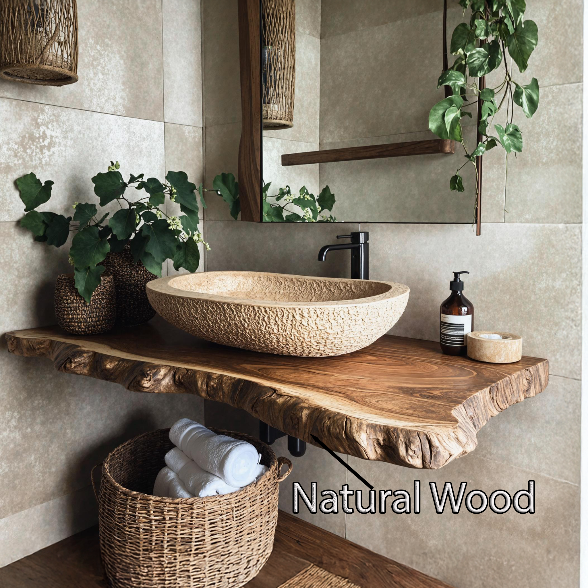Rustic Wooden Floating Vanity For Cozy Bathroom Style SILDTBRV191