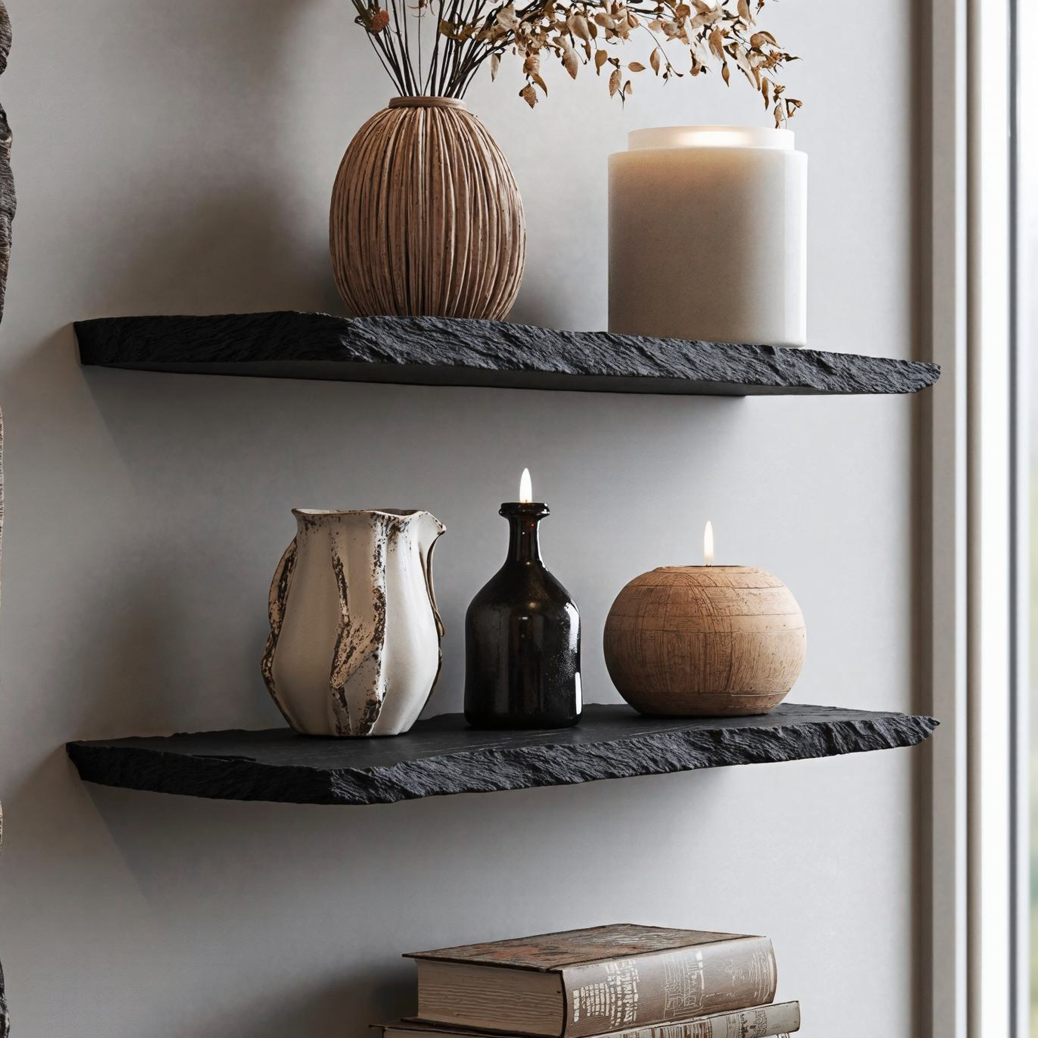 Rustic Black Wooden Floating Shelf For Entryway Decor SILDTFL127
