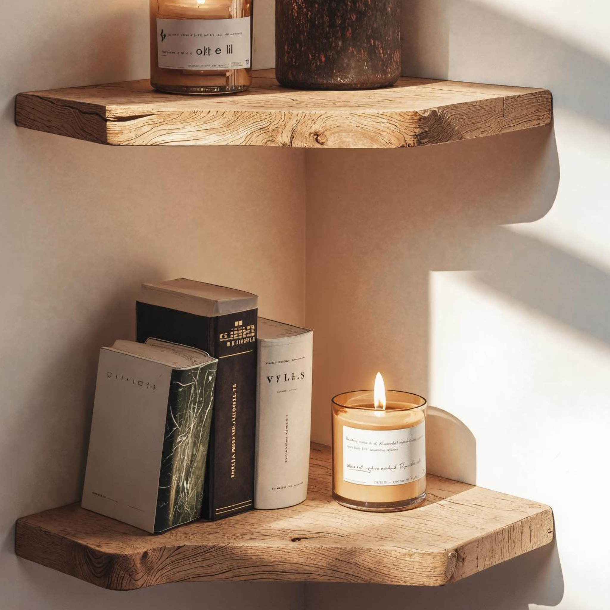 Modern Natural Wood Corner Shelf For Contemporary Decor SILDTCN073