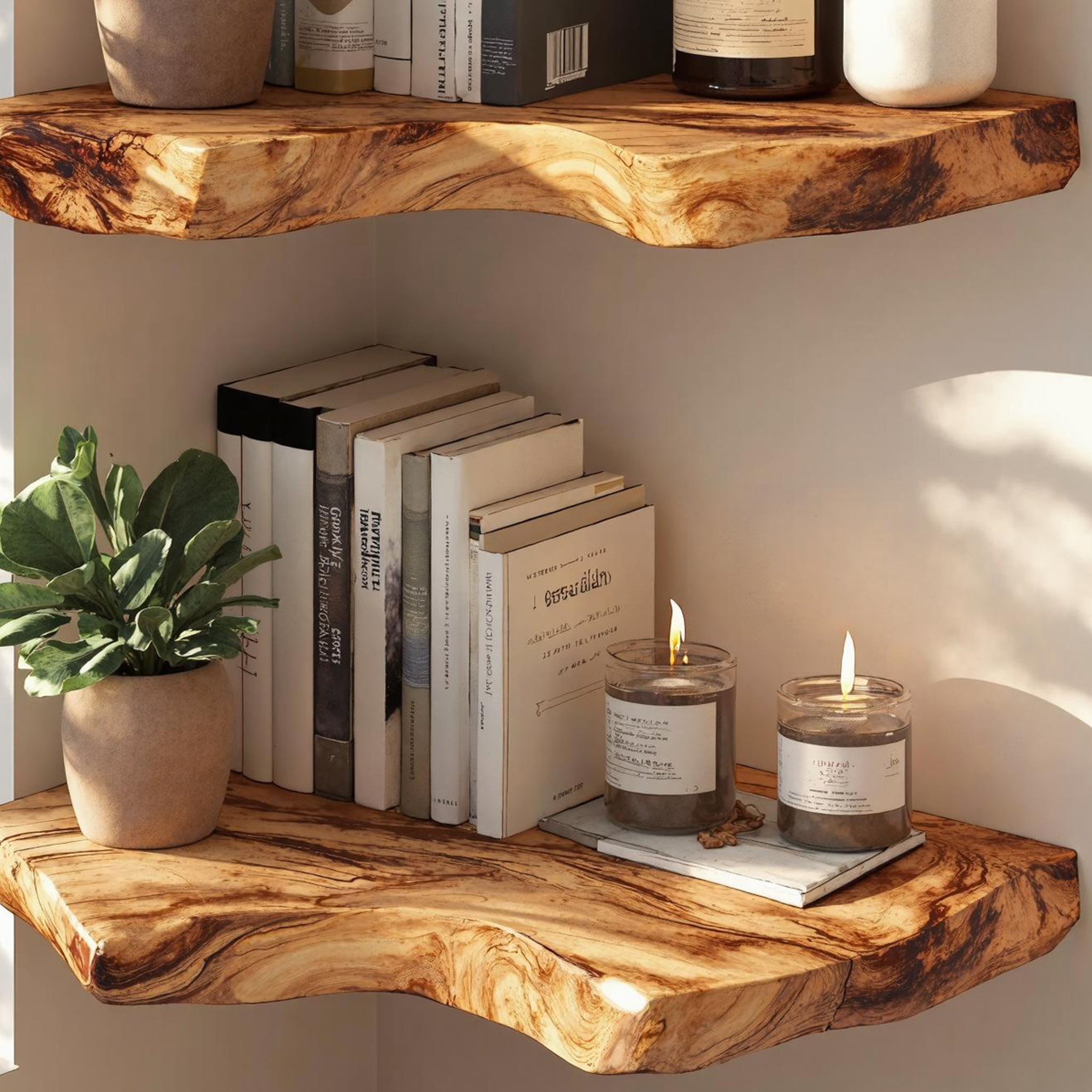 Rustic Wood Corner Shelf For Living Room Farmhouse Decor SILDTCN062