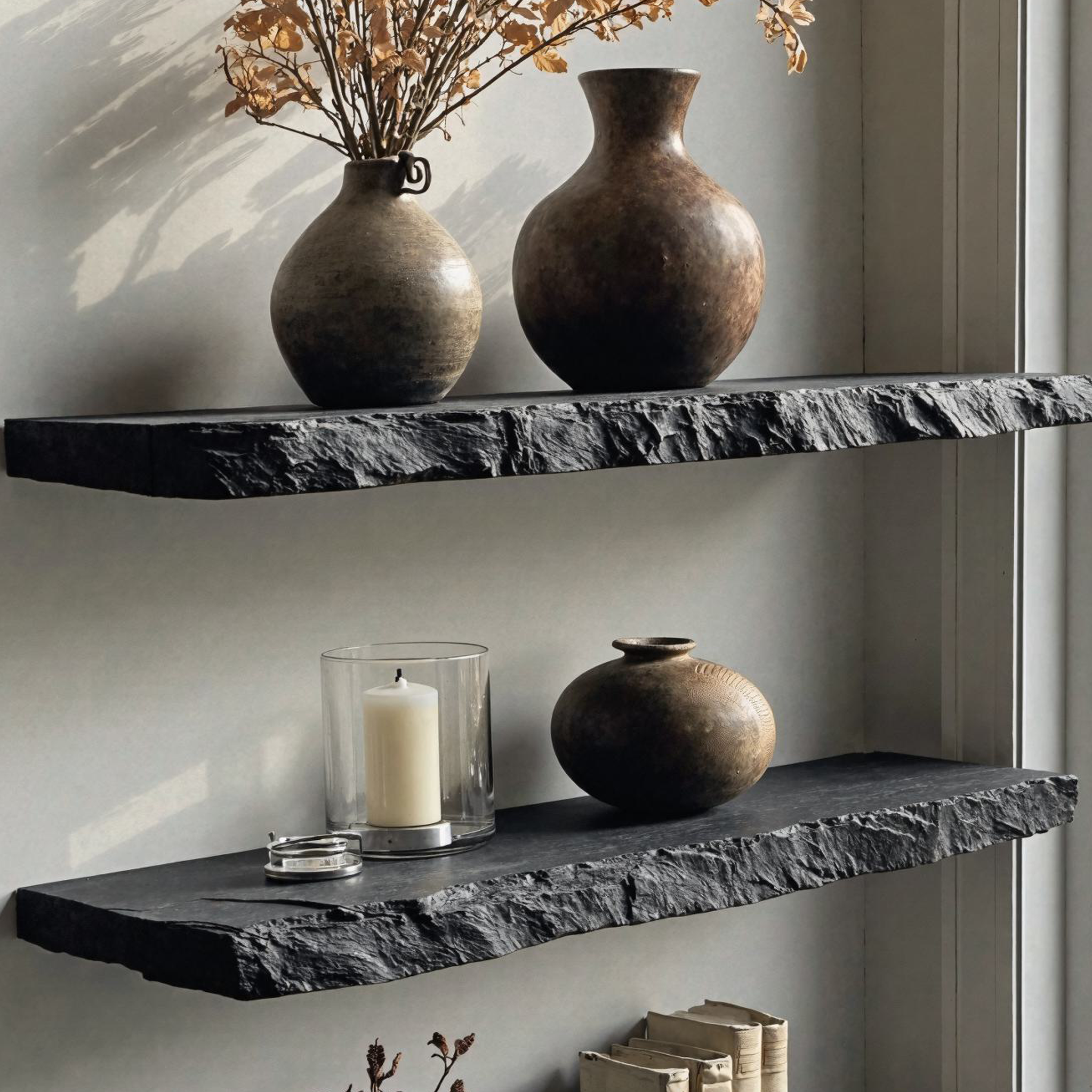 Modern Black Wood Floating Shelf for Living Room Decor SILDTFL124