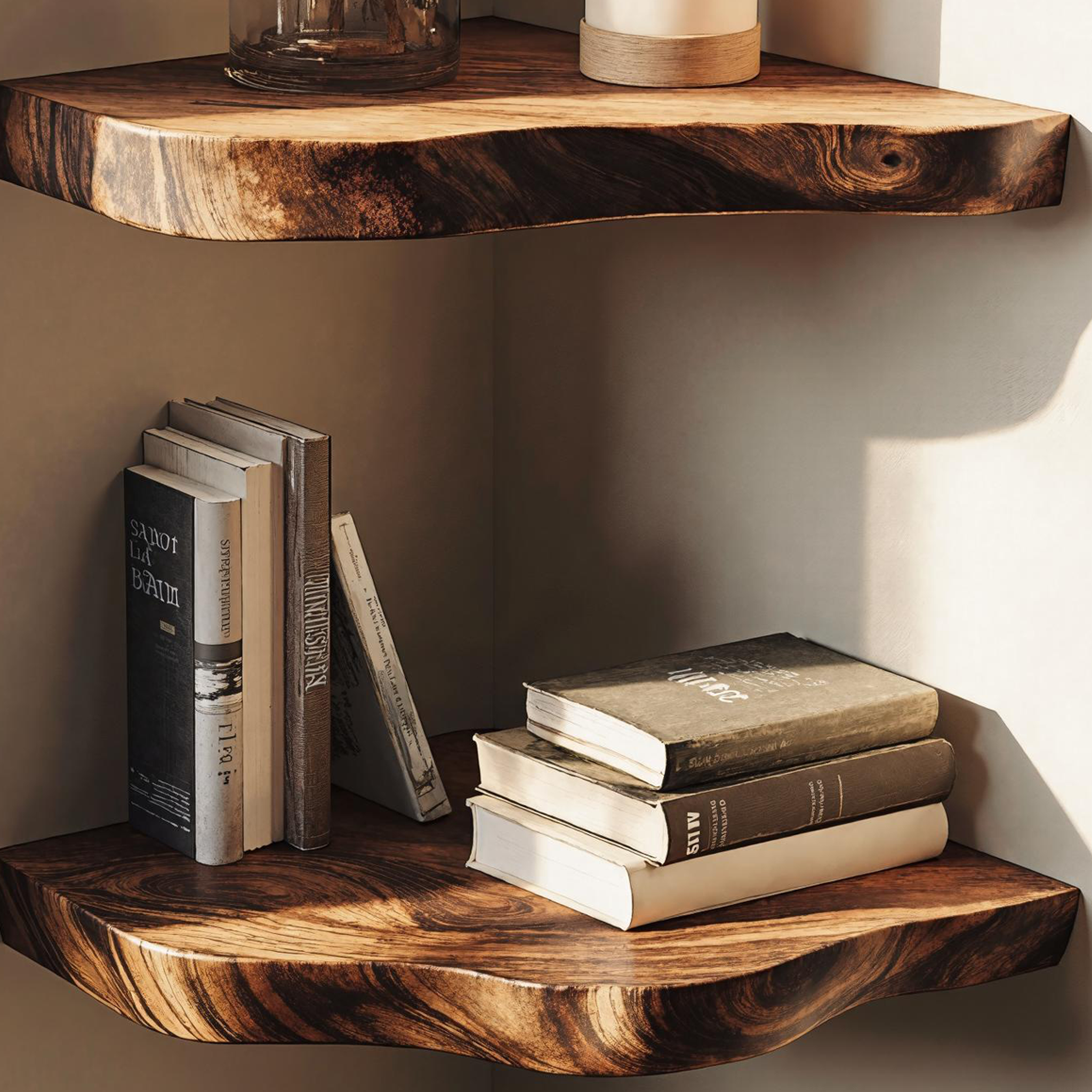 Mid-Century Modern Wood Corner Shelf For Living Room SILDTCN067