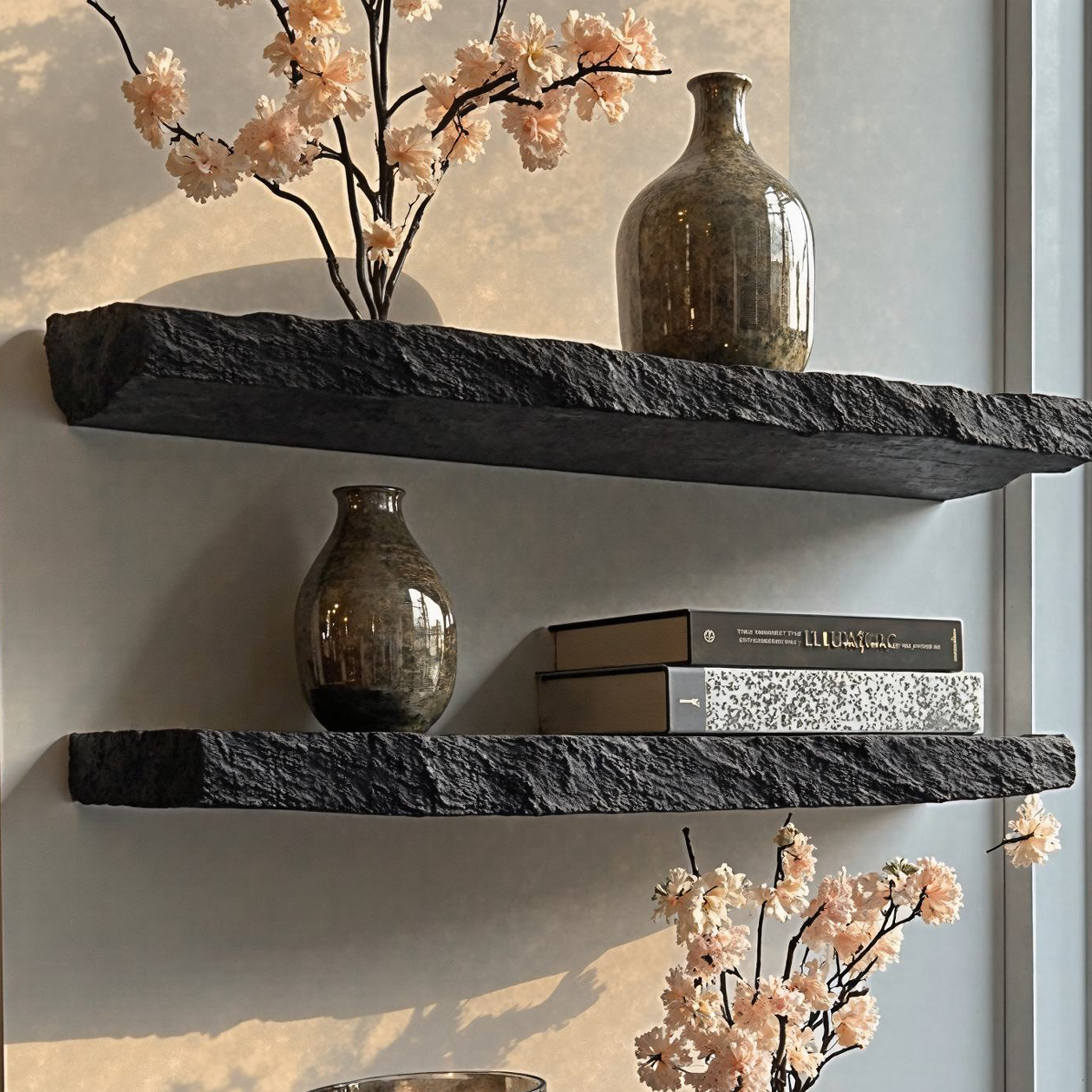 Rustic Black Wood Floating Shelves For Dining Room SILDTFL126