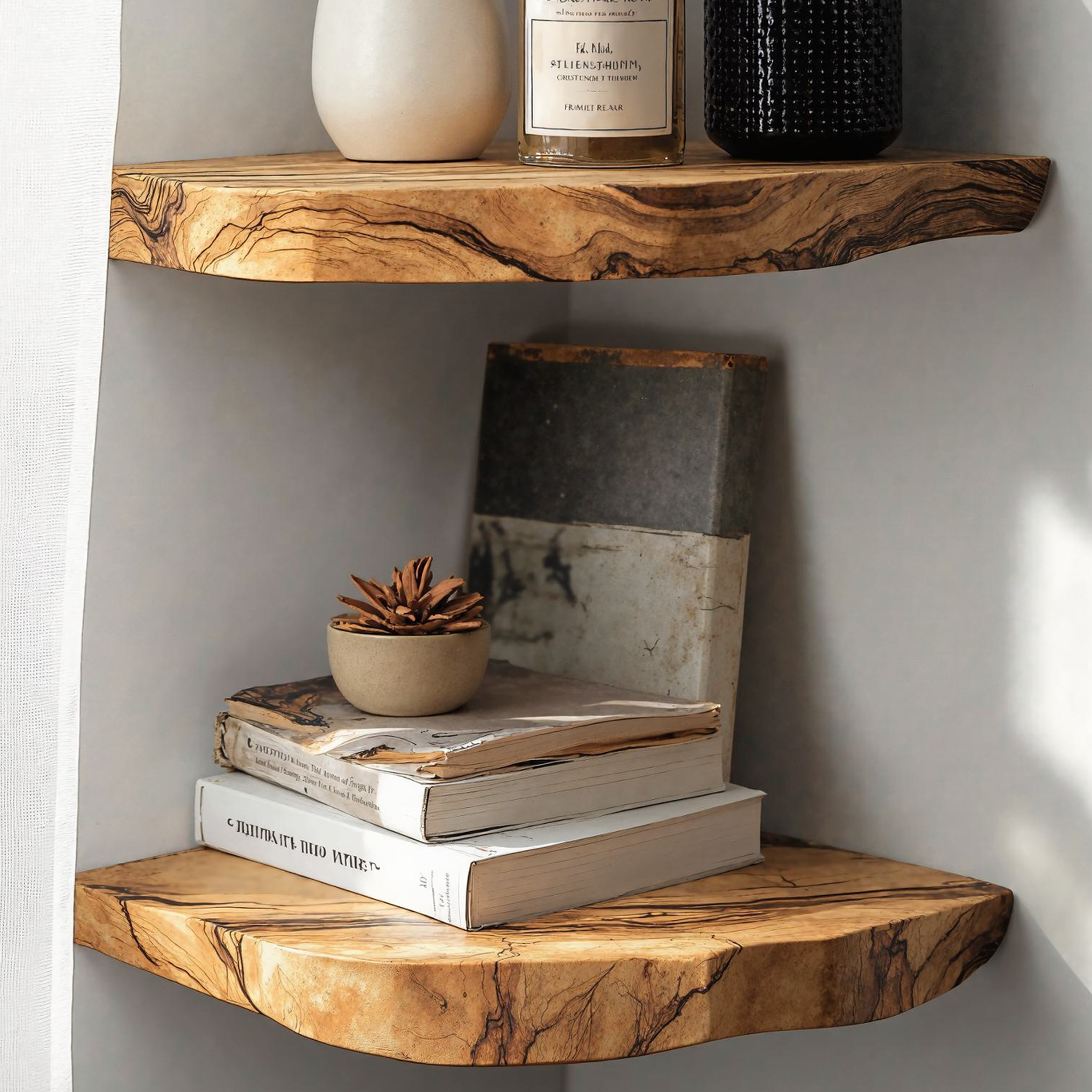 Modern Farmhouse Wooden Floating Corner Shelf Home Decor SILDTCN055