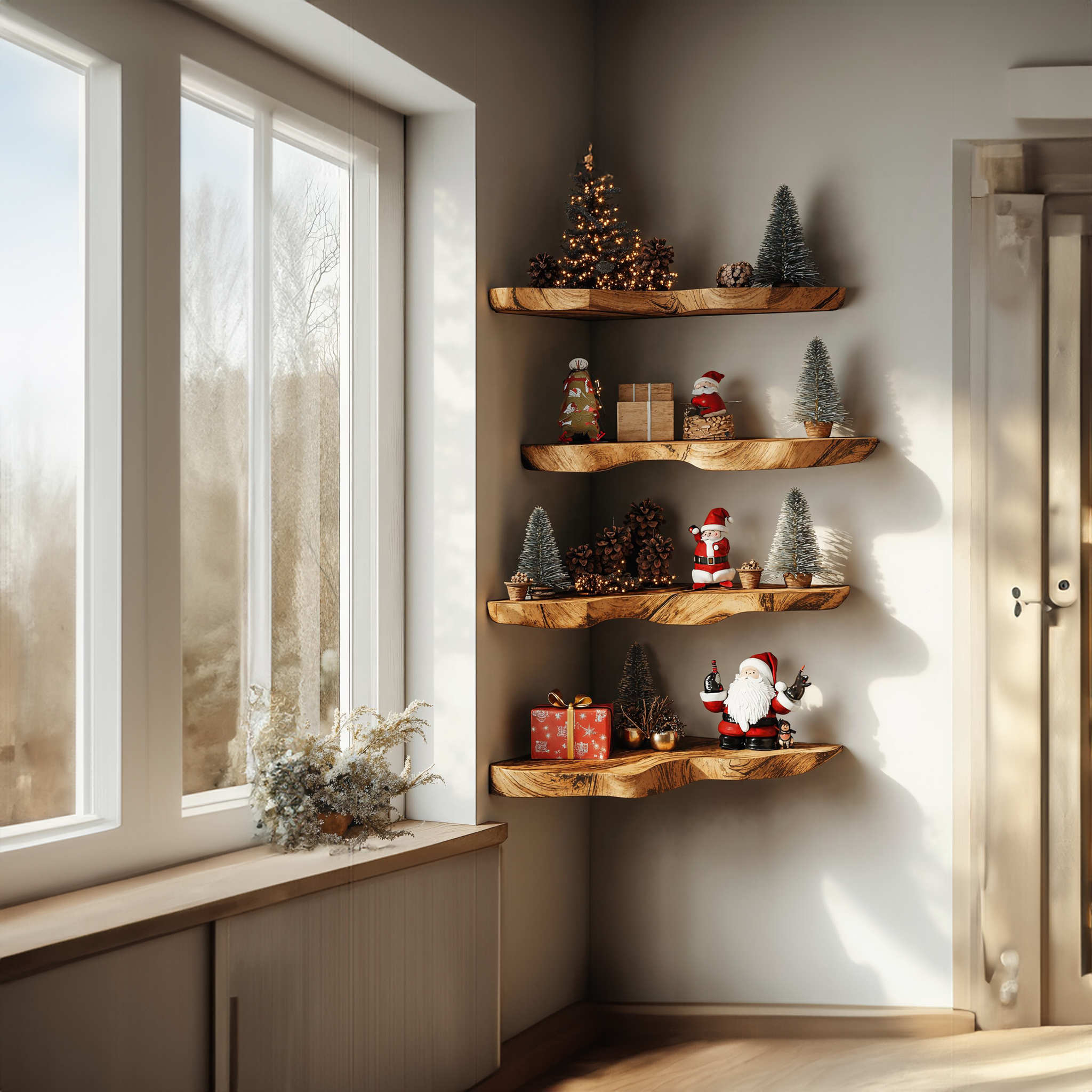 Handcrafted Floating Corner Shelves Christmas Decor SILDTCN029