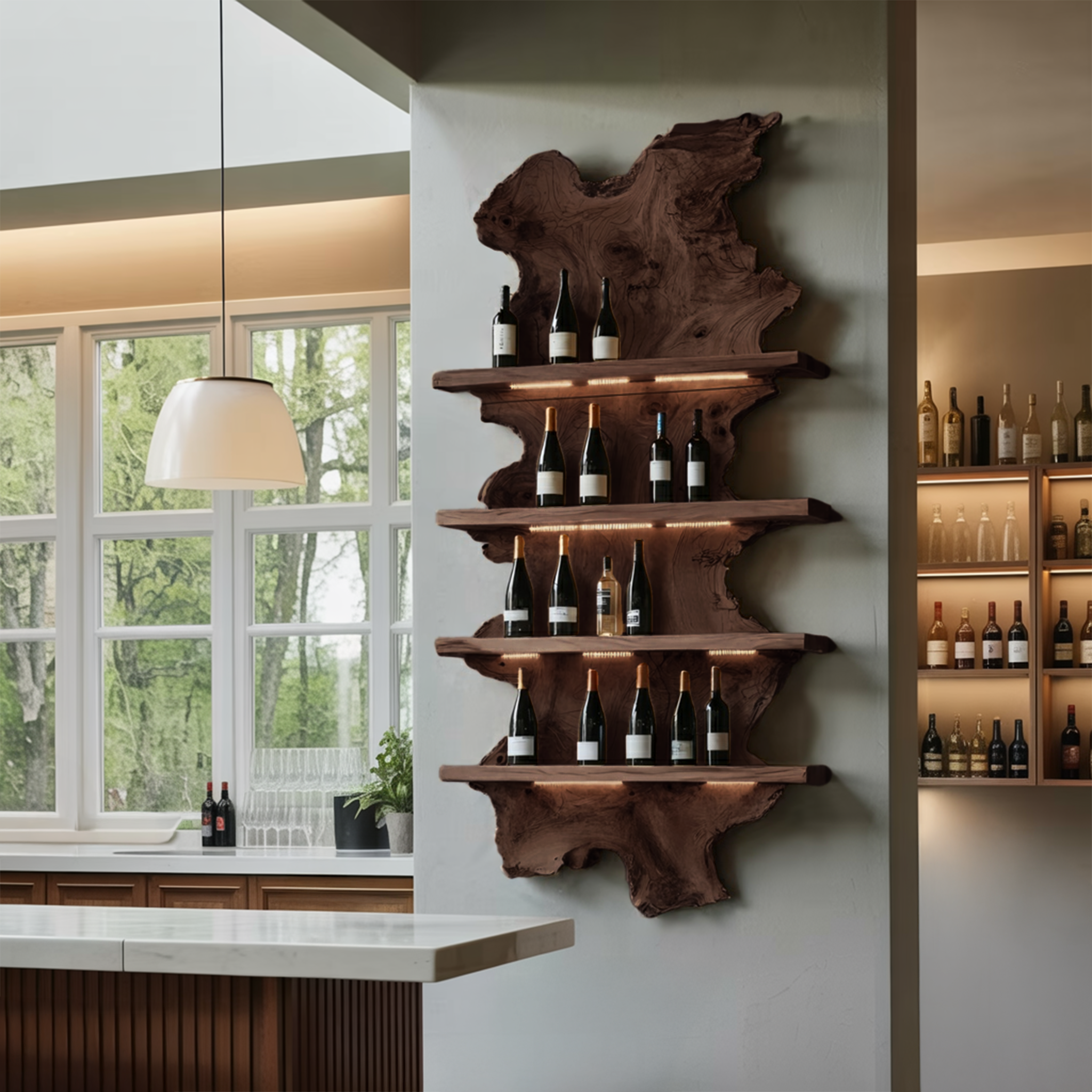 Mid Century Live Edge Wine Holder For Bar Decor And Home Art SILDTTRWH060