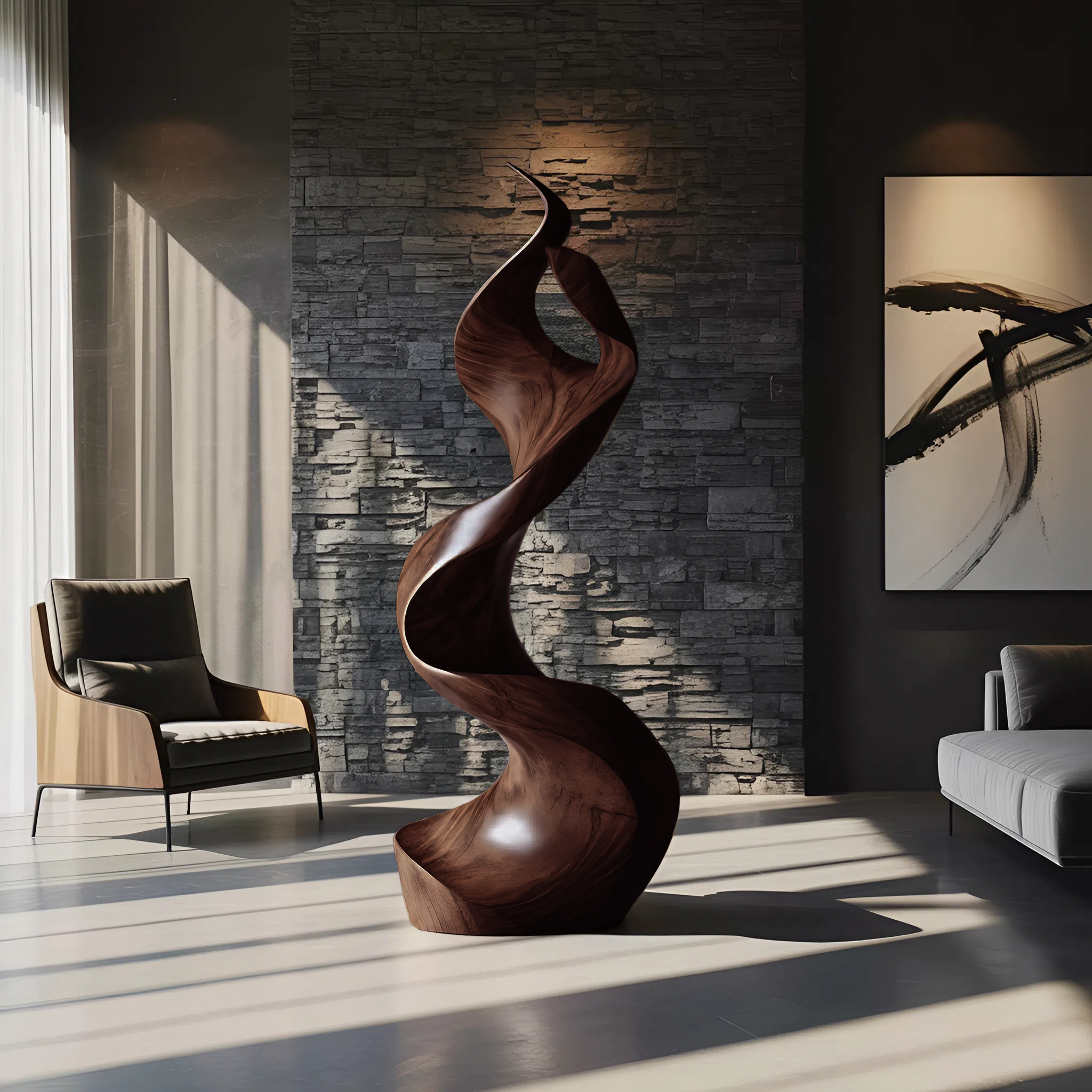 Rustic Large Wooden Sculpture For Furniture Art Feature SILDTTRAS009