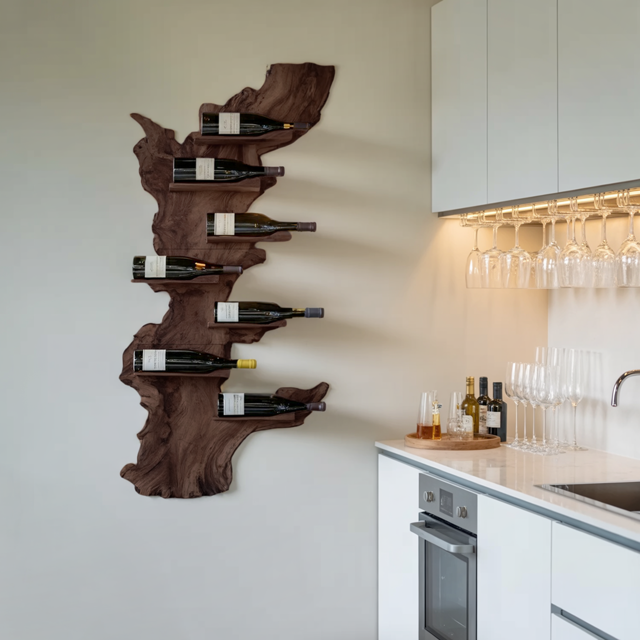 Modern Live Edge Wine Holder For Living Room Furniture Decor SILDTTRWH046