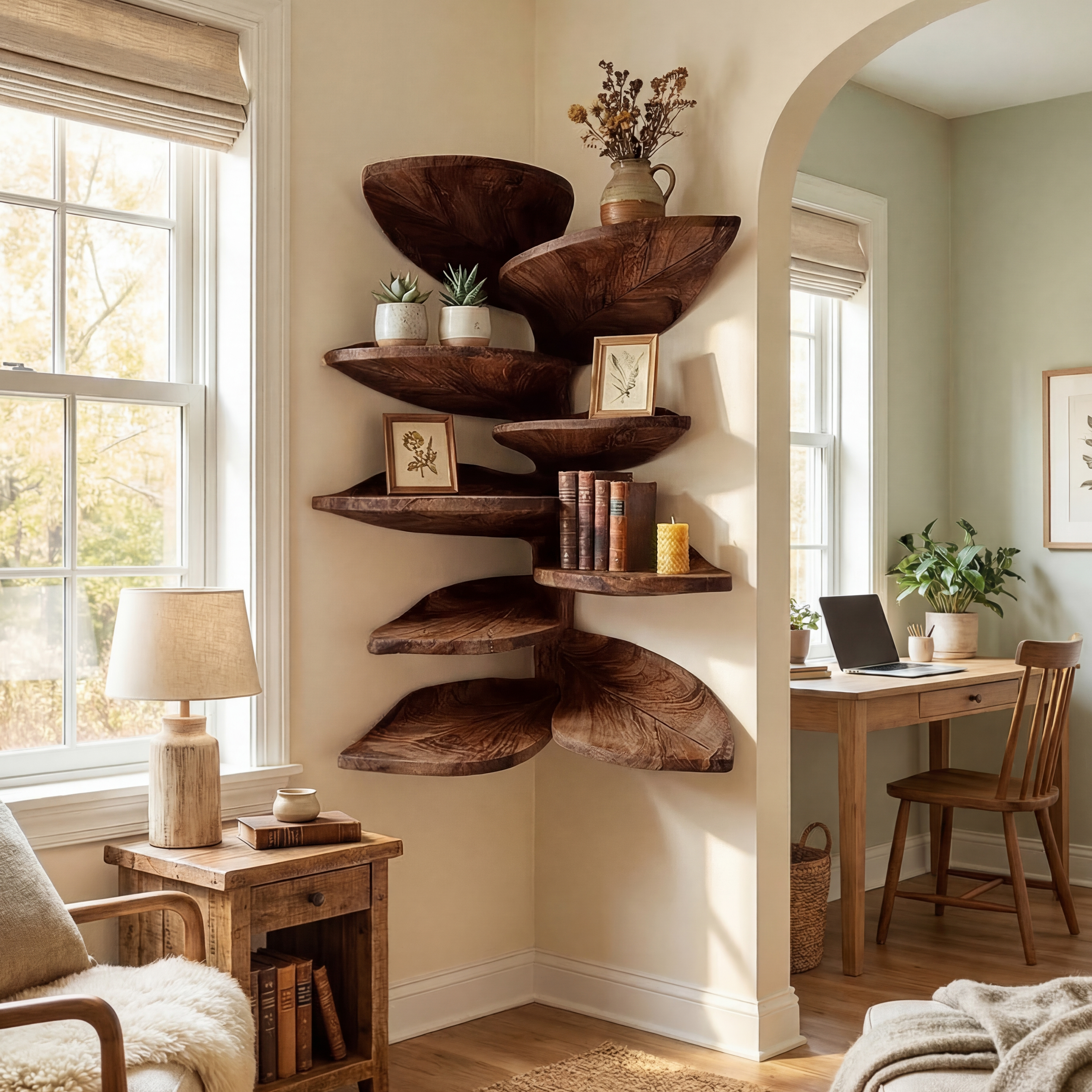 Modern Leaf Corner Shelf Entryway Wall Organizer Display SILDTTRCLS009