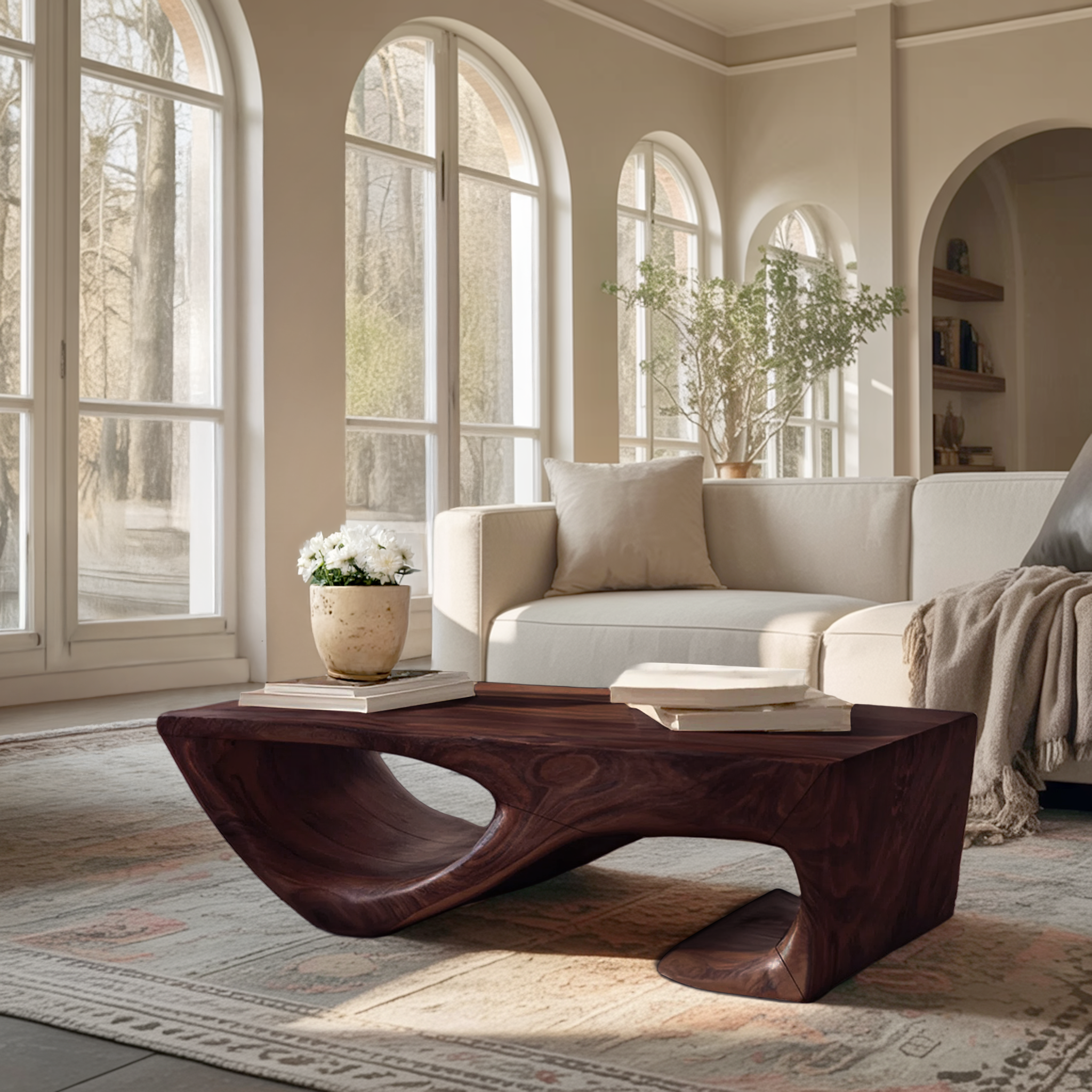 Minimal Curved Coffee Table For Living Room RTTHHNCF047
