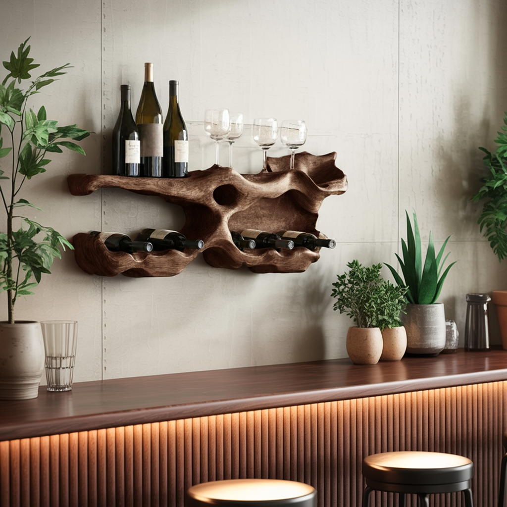 Farmhouse Wine Holder For Living Room Shelf Accent SILDTTNWH016
