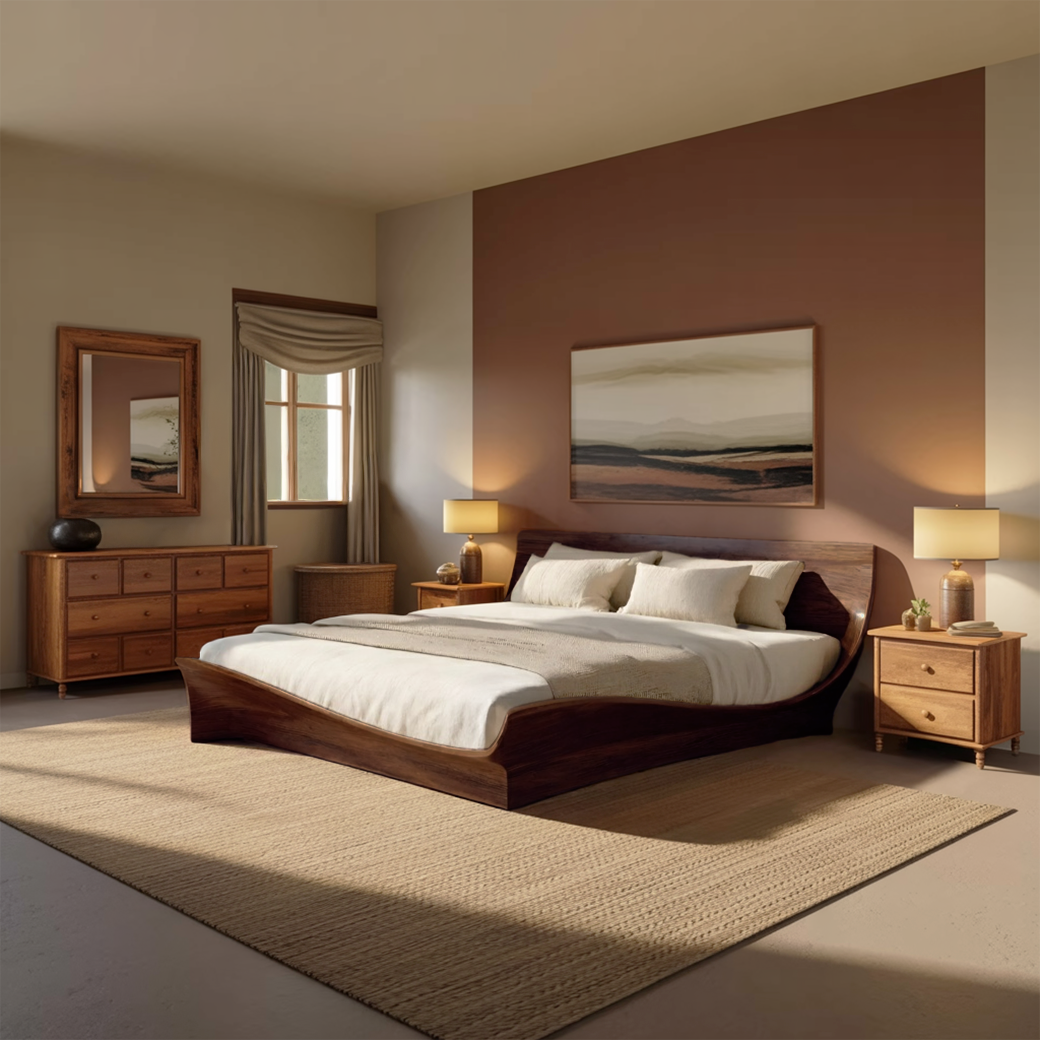 Handcrafted Bed Frame And Headboard For Modern Bedroom RTTHHNWO004