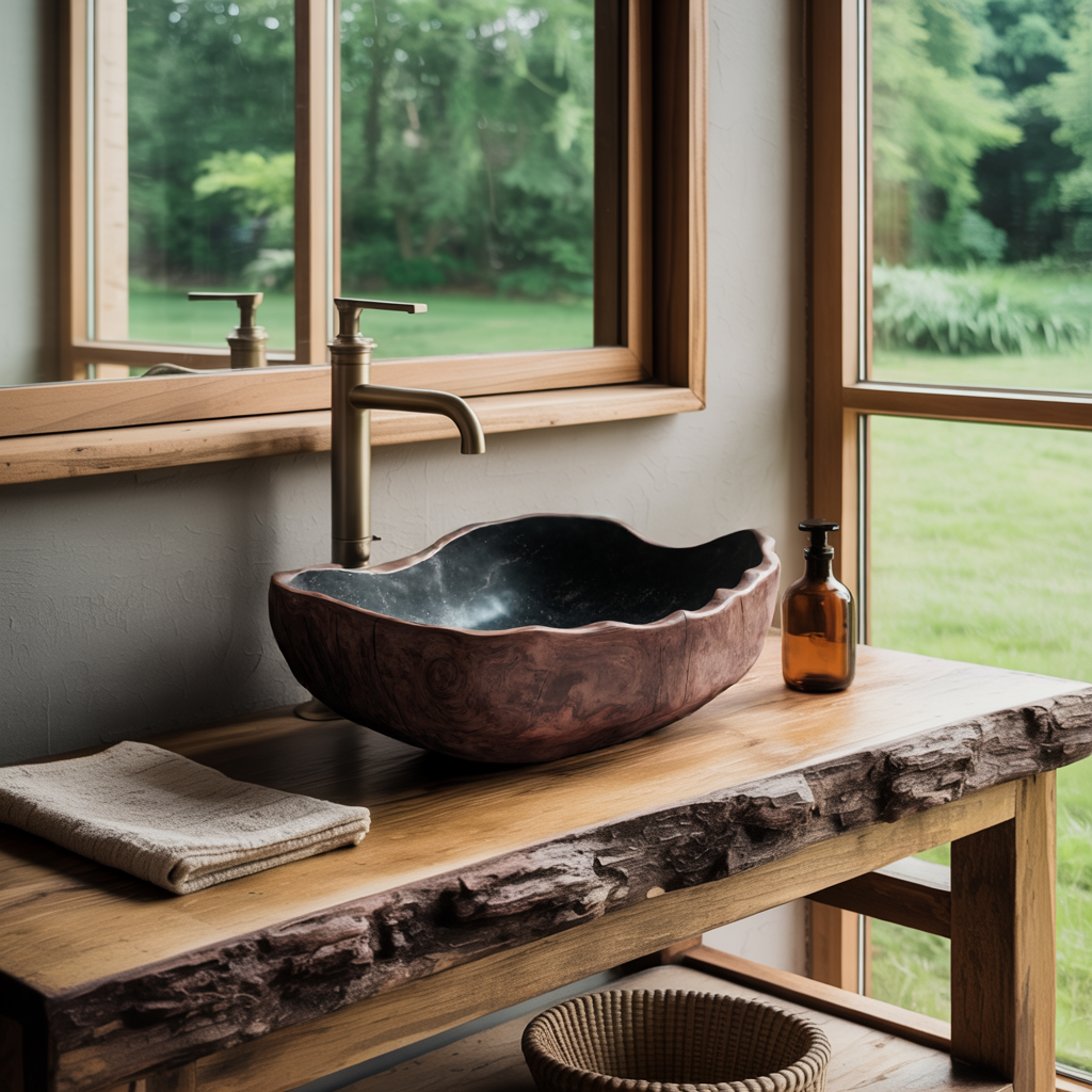 Solid Wood Sink Mid Century Look For Bathroom Interior SILDTTRVS012