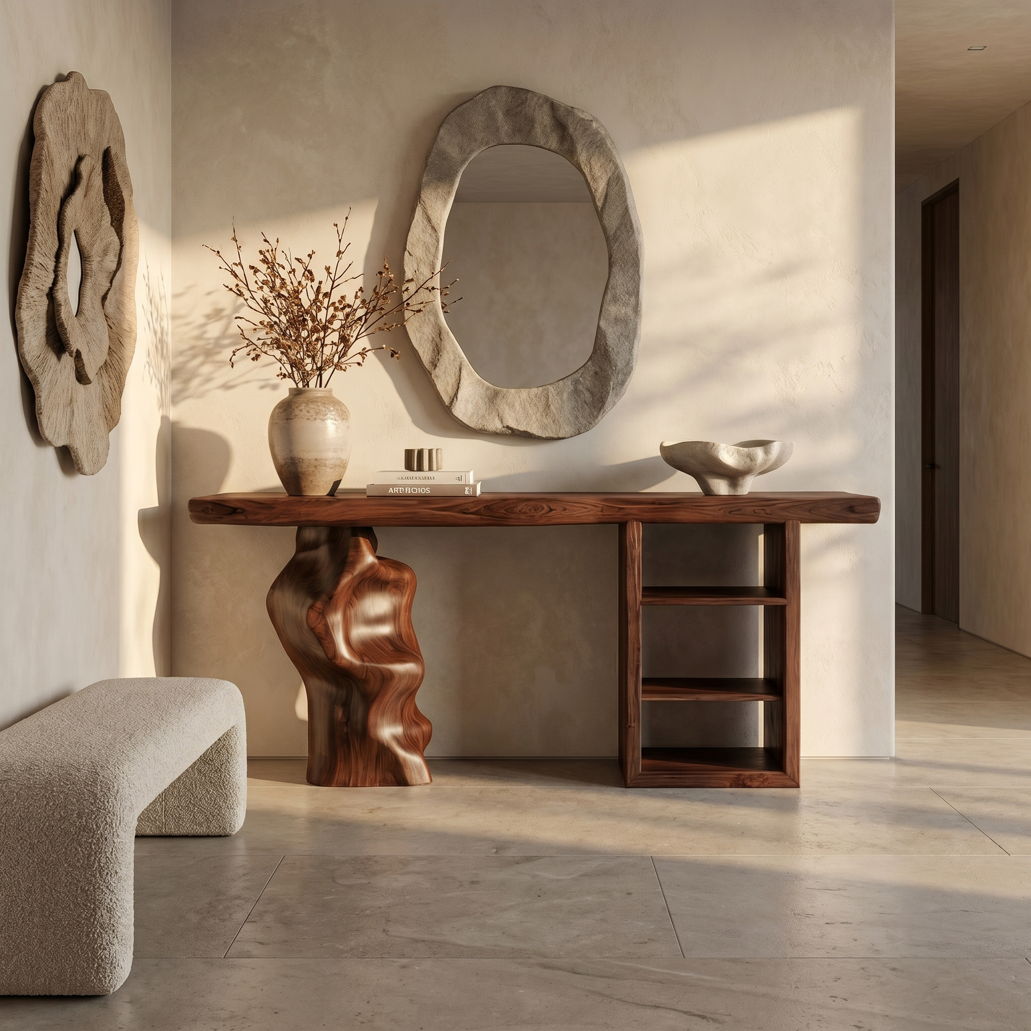 Japandi Organic Modern Console Table Living Room And Entryway SINLSACS430