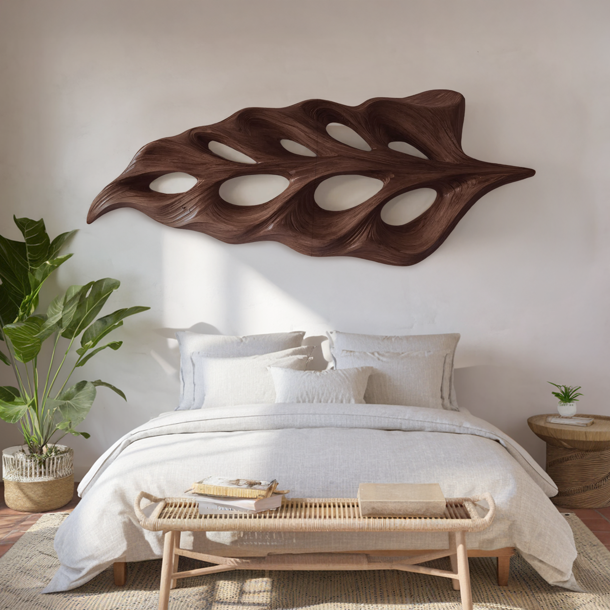 Modern Flowing Leaf Shape Carved For Home RTTHHNWA095