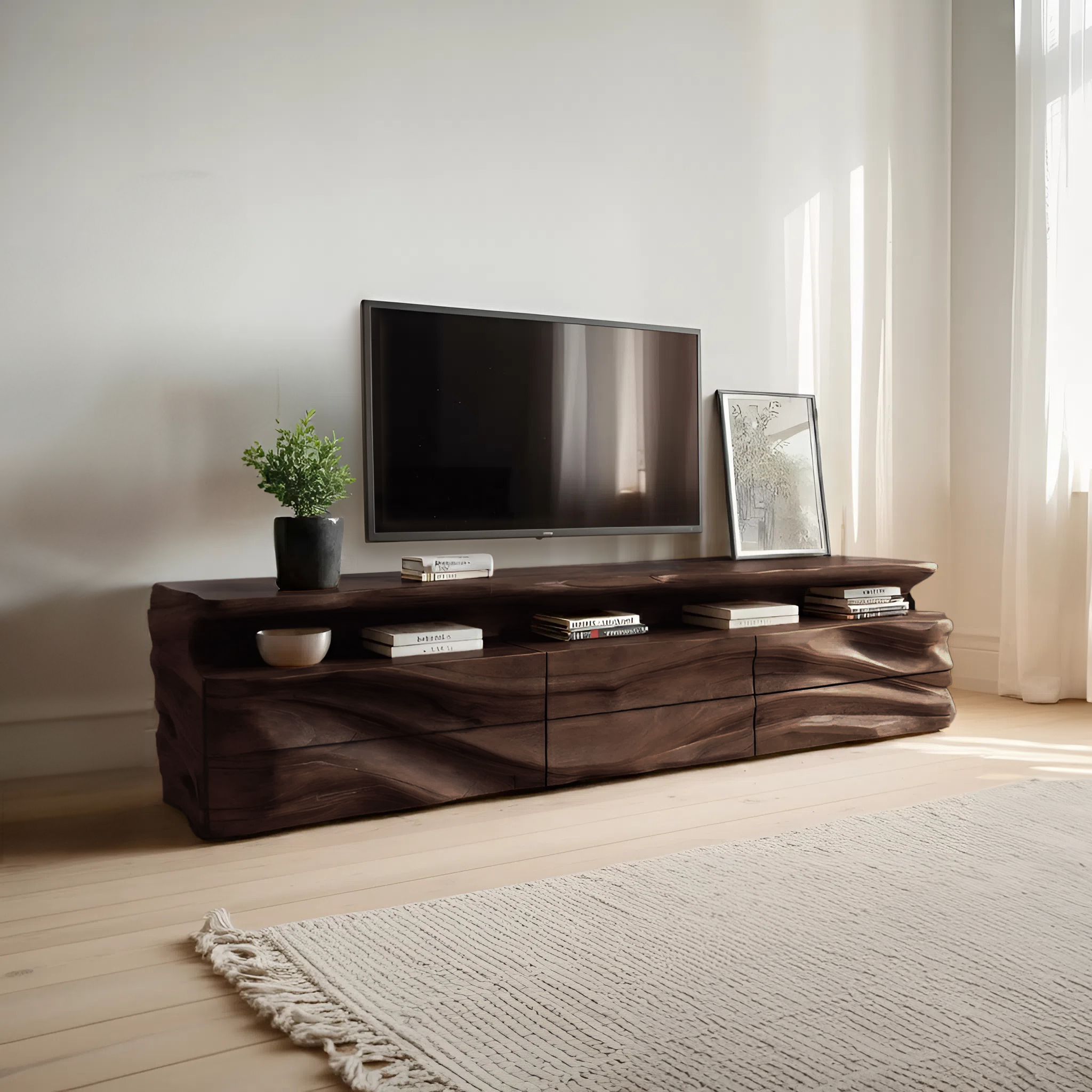 Modern TV Console With Shelf And Drawers For Living Room SITHHNTVC020
