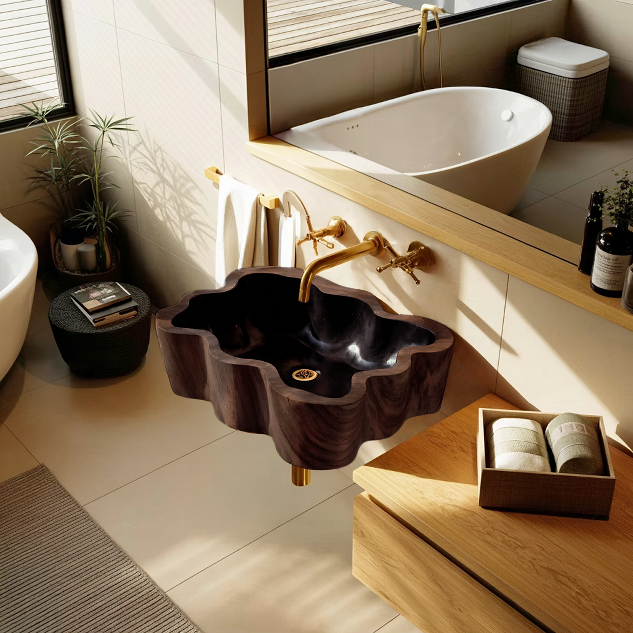 Modern Wall Mounted Wooden Bathroom Sink For Luxury Bathroom Furniture SILDTTNVS052