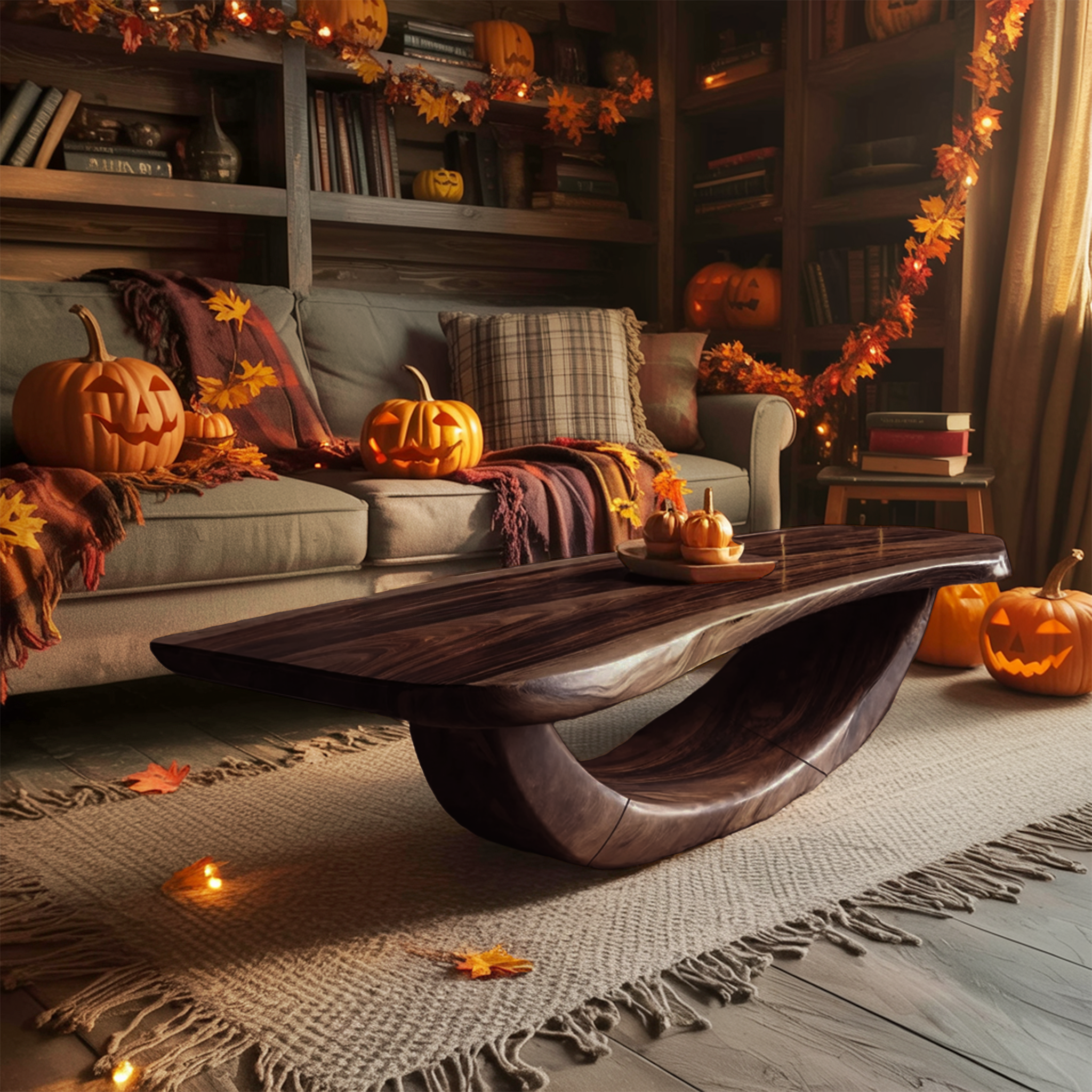 Farmhouse Wooden Live Edge Coffee Table Livingroom Decor Haunted Look SILDTTNHCF027