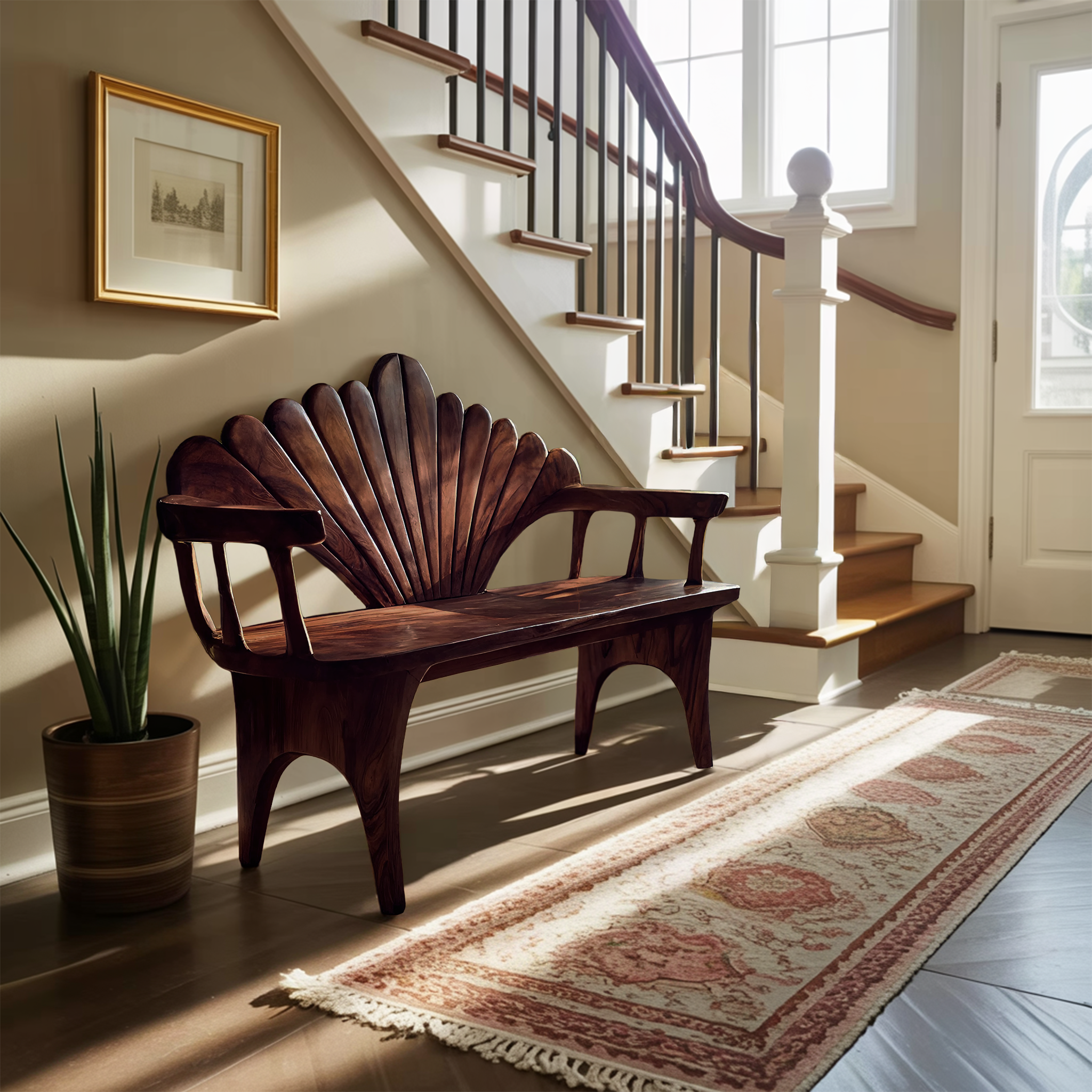 Natural Solid Wood Entryway Bench For Foyer Decor SILDTTRBEN034