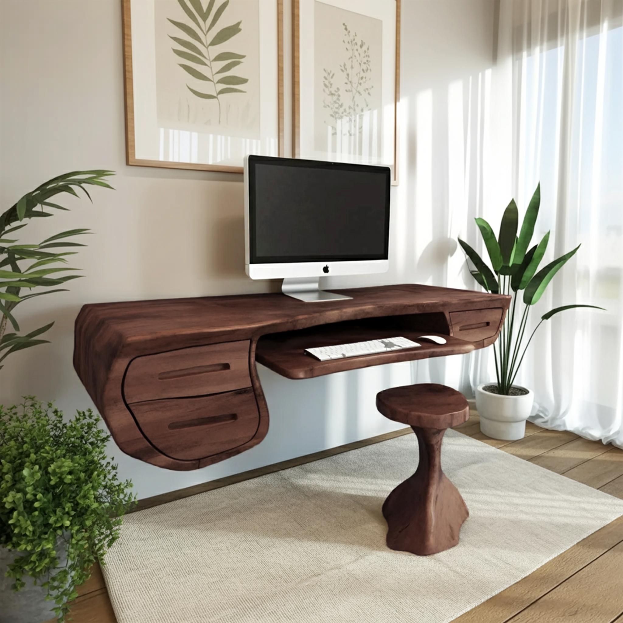 Floating Sculptural Desk With Drawers For Home Office And Studio SITHHNFLD004