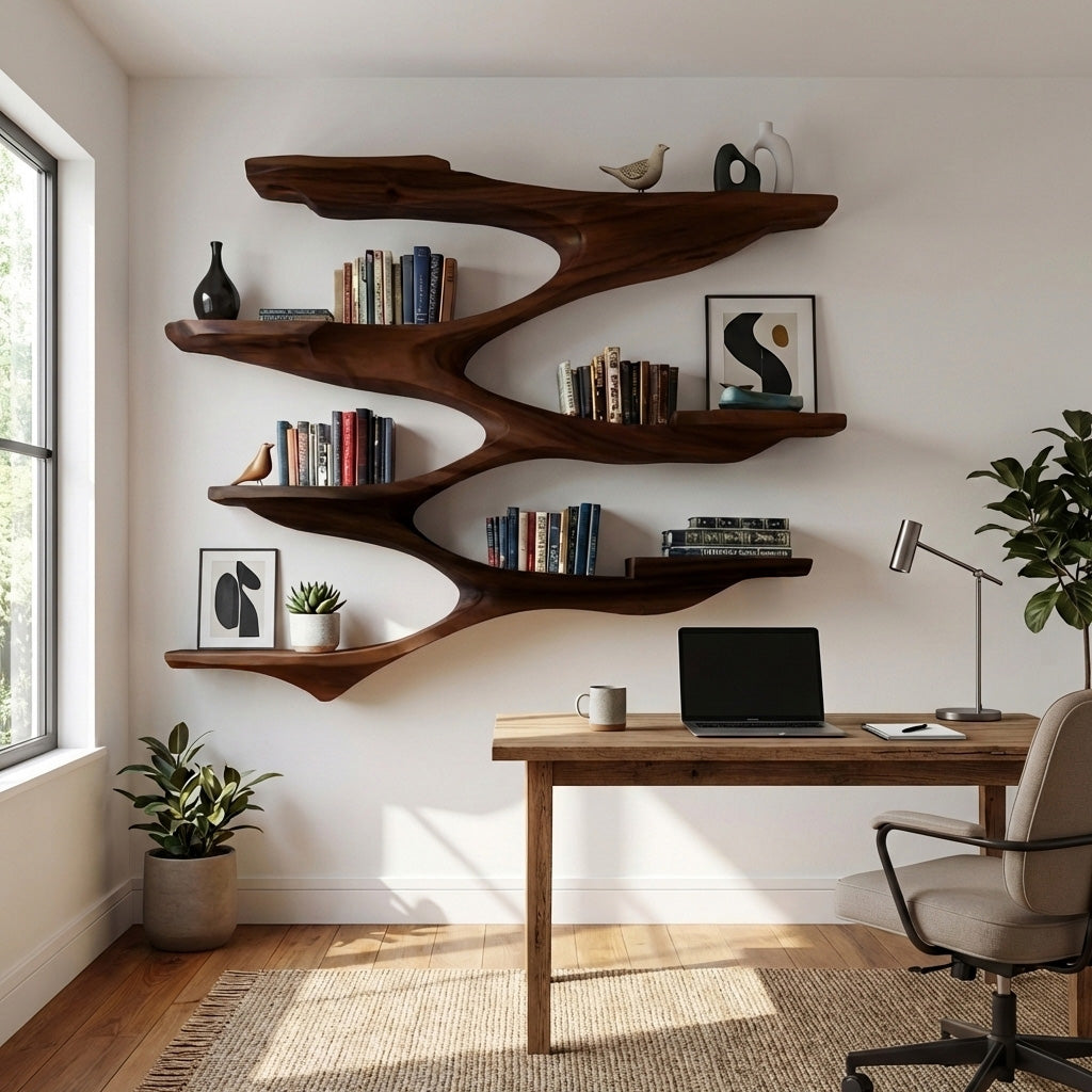 Mid Century Wooden Wall Shelf For Living Room Space RTTHHNWMS010