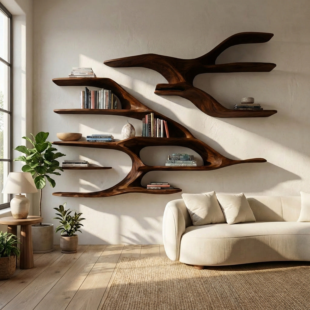 Contemporary Wooden Wall Shelf For Living Room Decor RTTHHNWMS012
