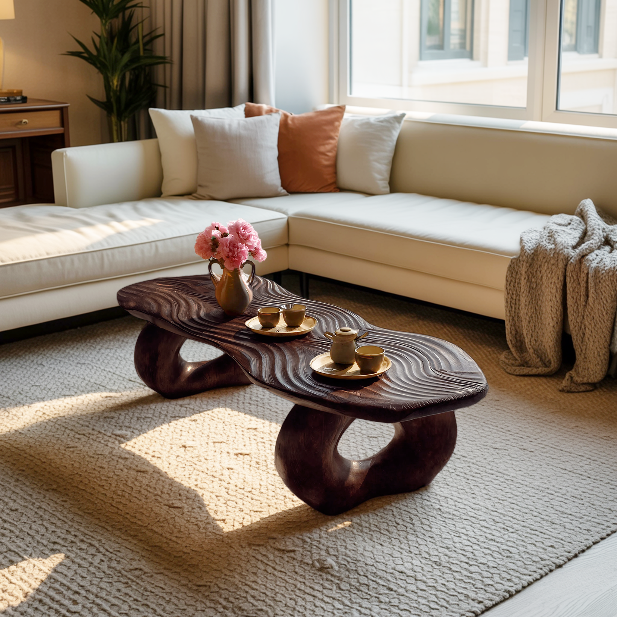 Handcrafted Live Edge Abstract Coffee Table For Living Room SILDTTRCF074