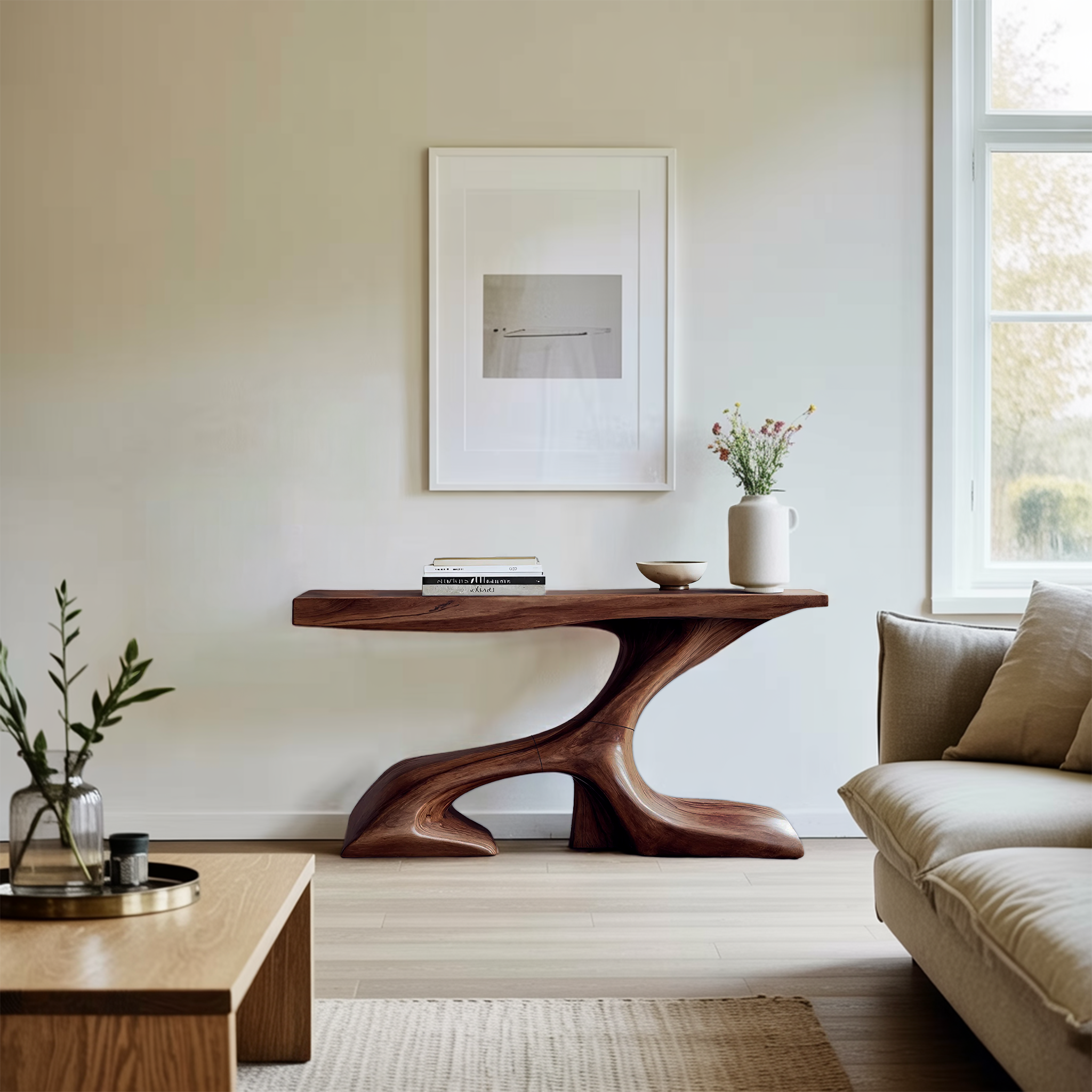 Rustic Solid Wood Console Table For Modern Entryway SILDTTRCS041