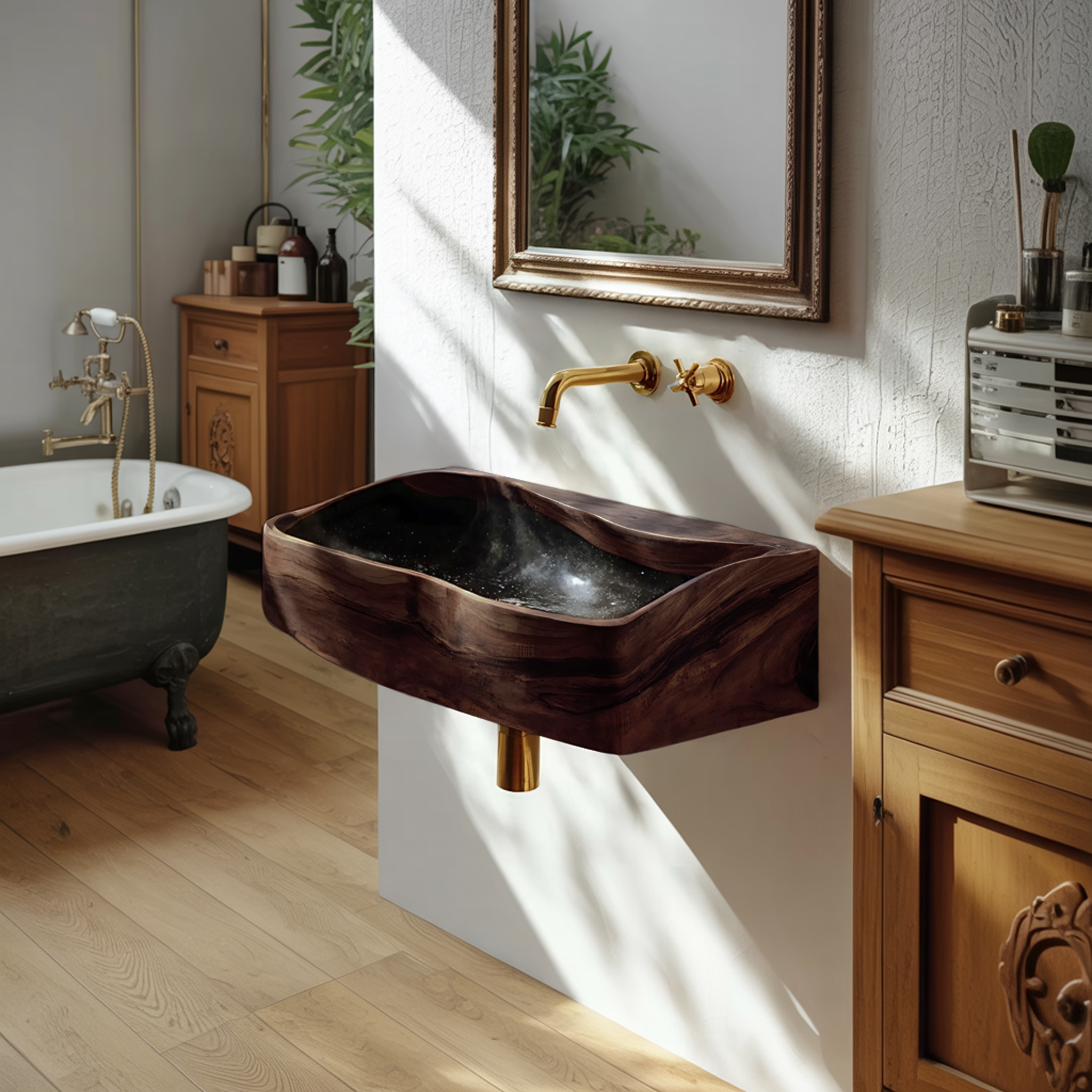 Handcrafted Wooden Vanity Sink For Bathroom Furniture Decor SILDTTNVS055