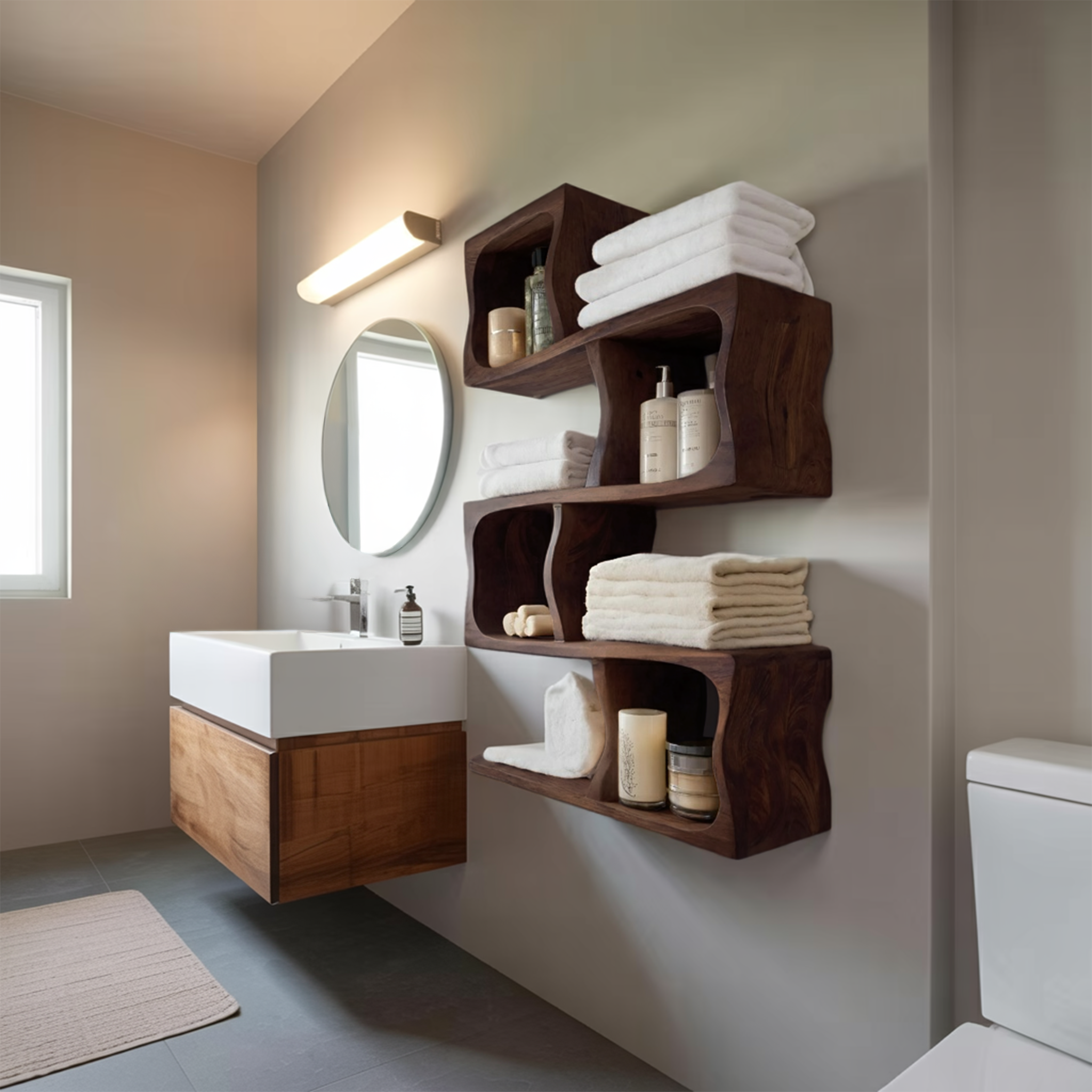 Organic Wall Shelf For Bathroom Wall Use RTTHHNBAS010