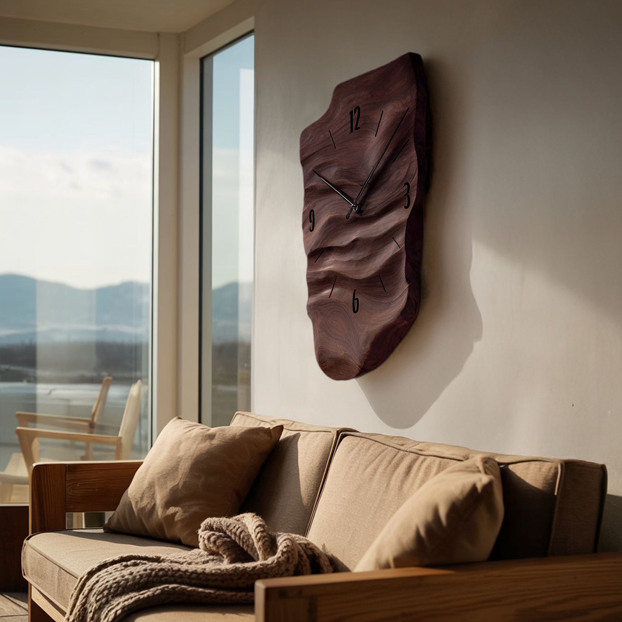 Modern Wall Clock Carved Design For Living Room Space RTTHHNWAC004