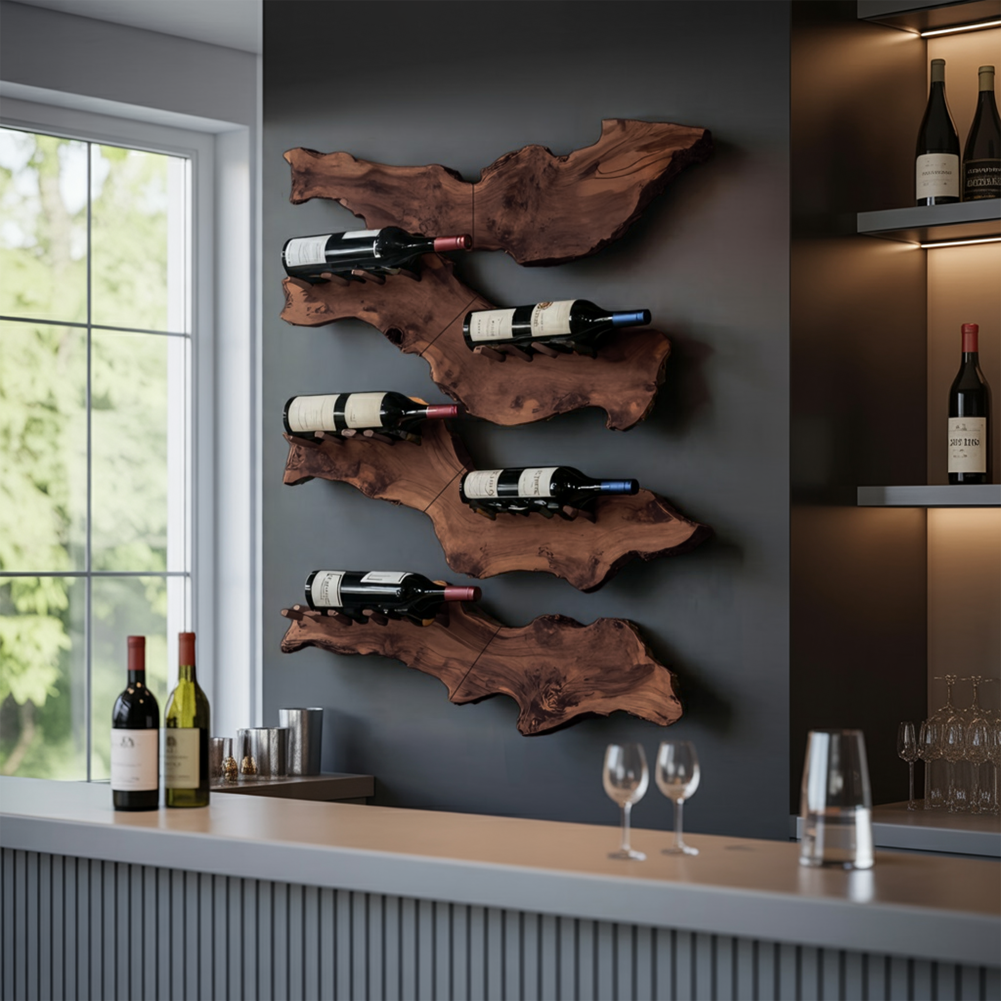 Farmhouse Wooden Wine Holder For Entryway Wine Storage Decor SILDTTRWH059