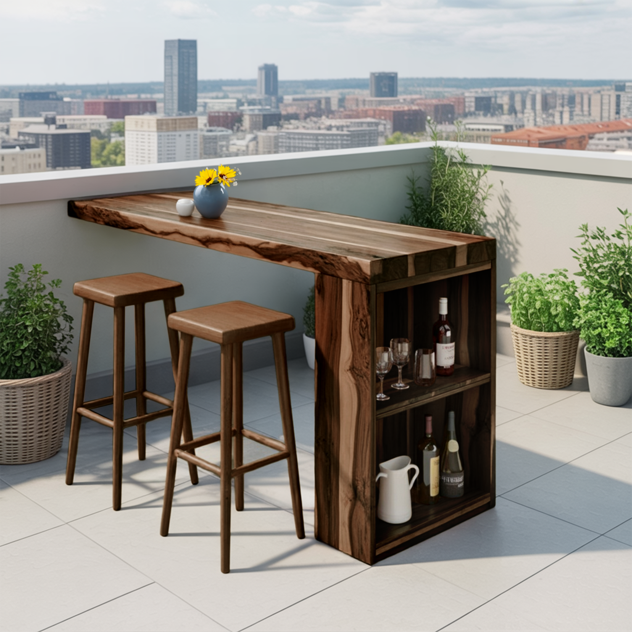 Tropical Live Edge Bar Table For Balcony Or Outdoor Patio SITHTTBTA002