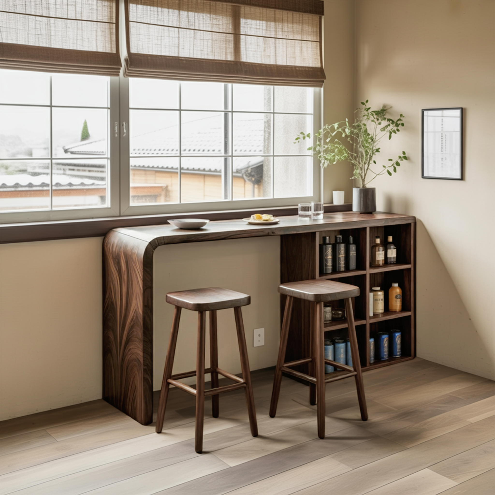 Modern Wooden Bar Table With Storage For Kitchen Or Home Mini Bar SITHTTBTA003
