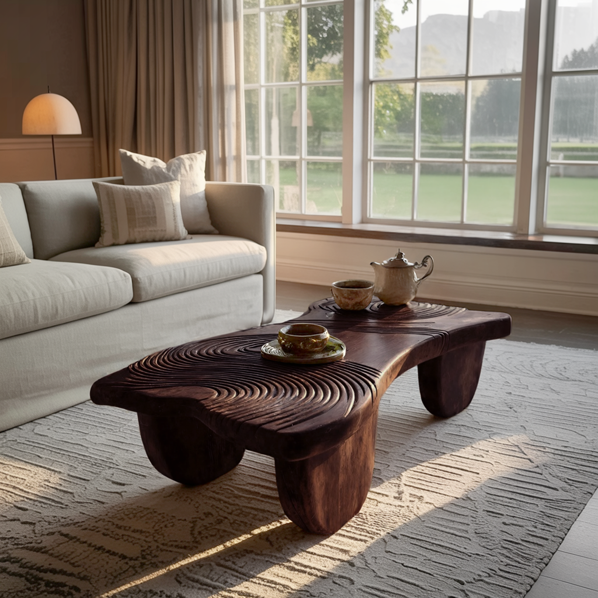 Farmhouse Abstract Solid Wood Coffee Table For Living Room SILDTTRCF053