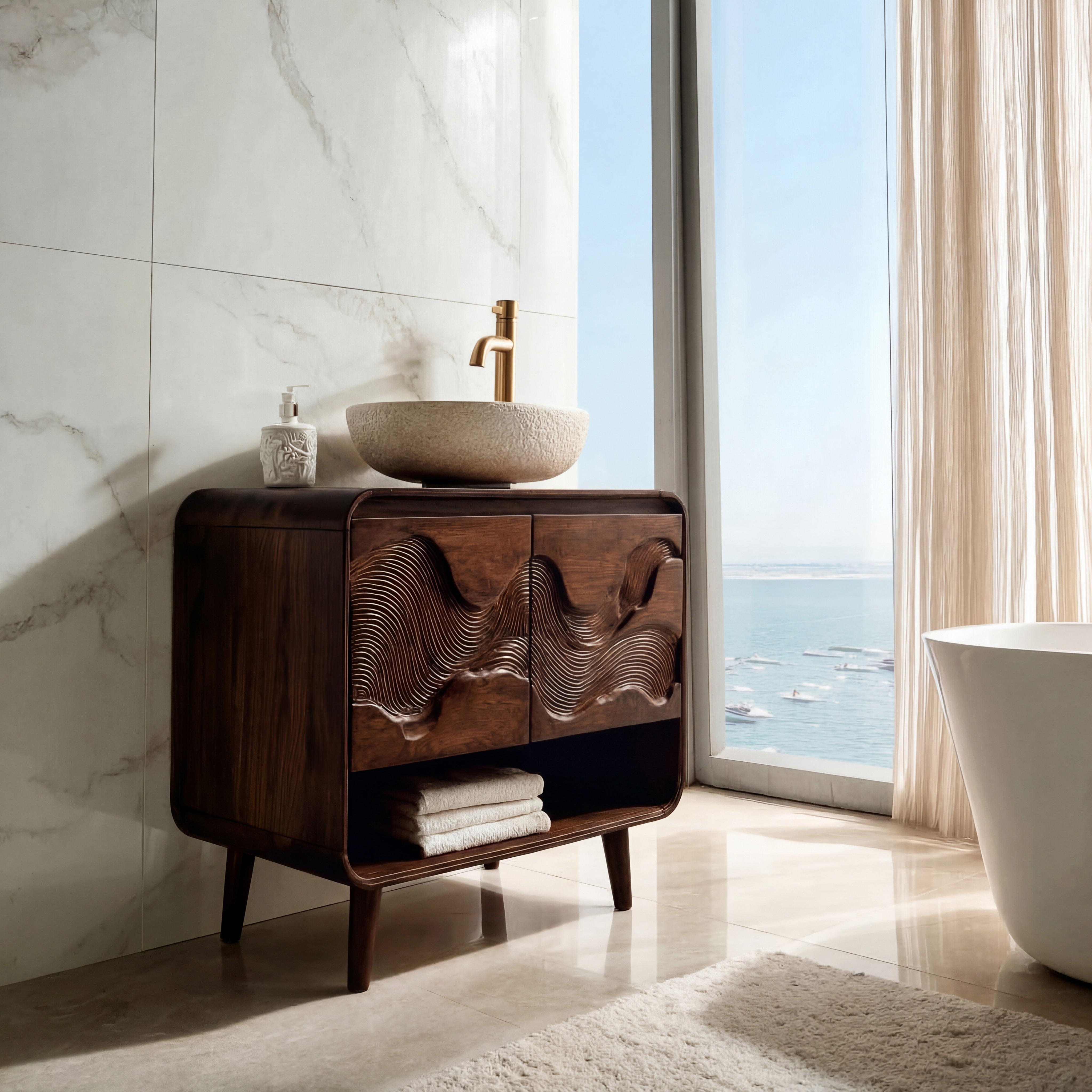 Coastal Wooden Bathroom Vanity For Bathroom RTTHHNBRV014