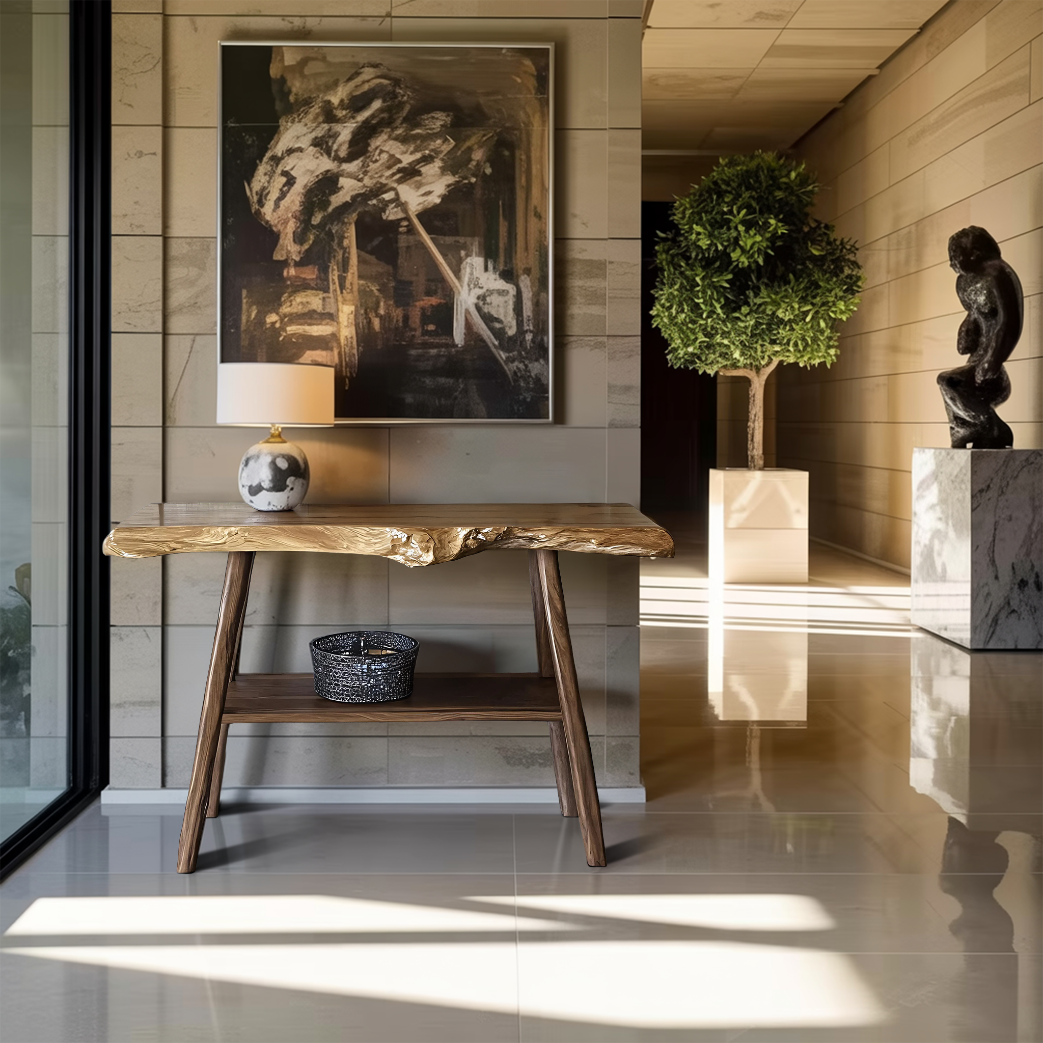 Farmhouse Live Edge Entryway Table For Living Room Design SILDTTRCS045
