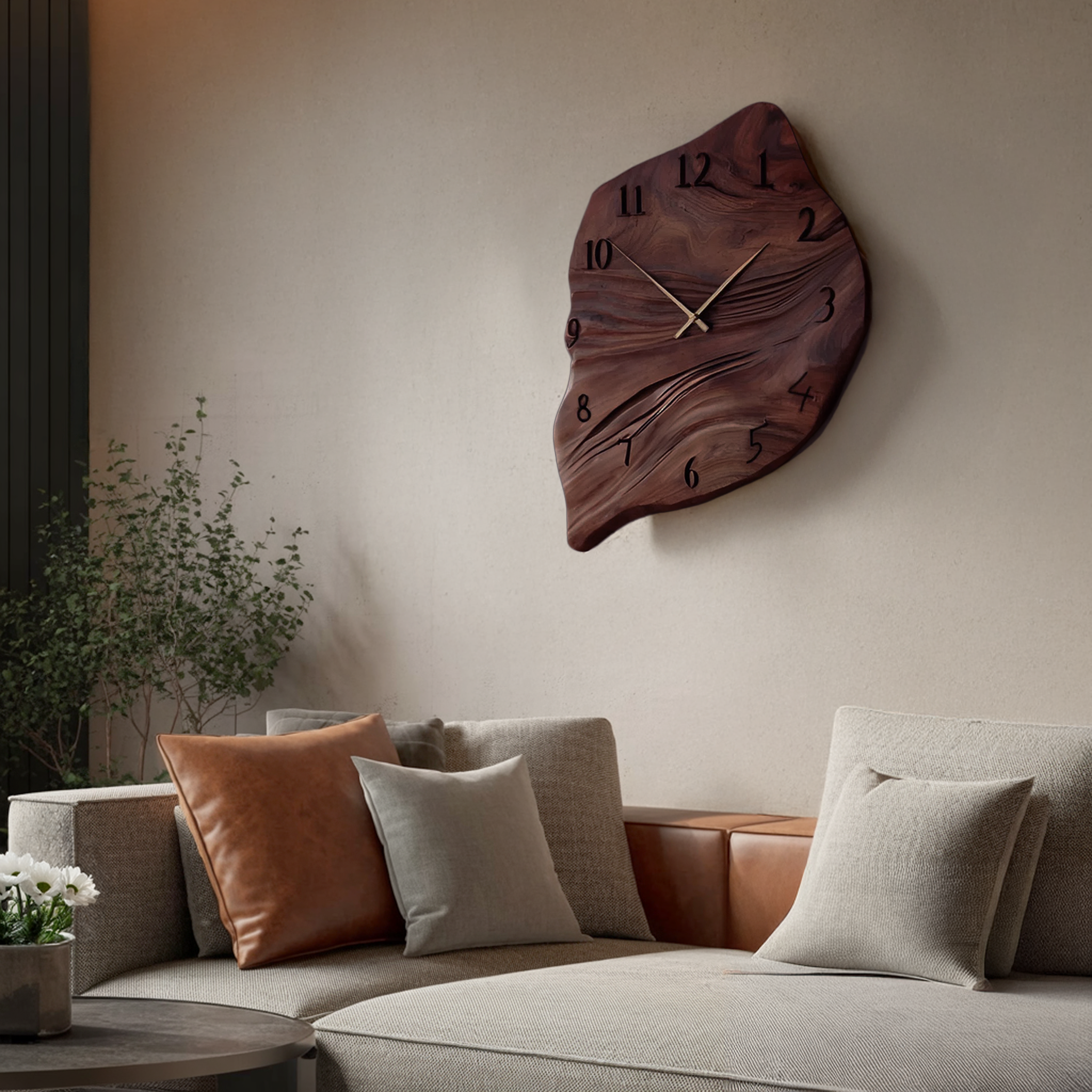 Minimalist Wall Clock Organic Shape Clock For Living Room RTTHHNWAC008