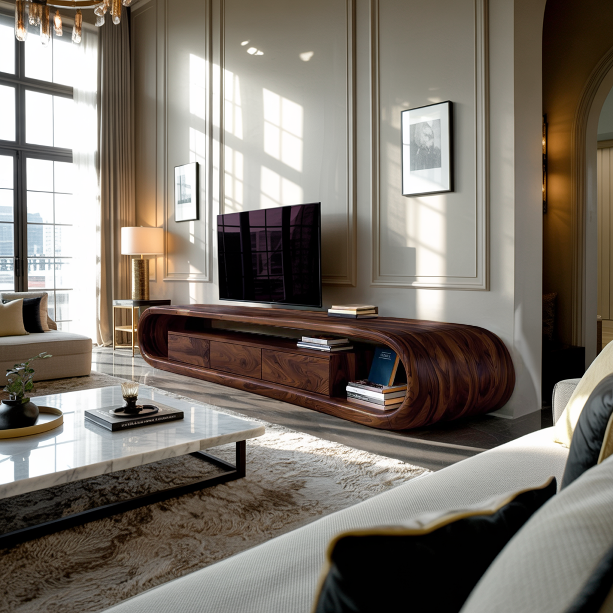 Luxury TV Cabinet With Built In Drawer Storage For Living RTTHTTTVC065