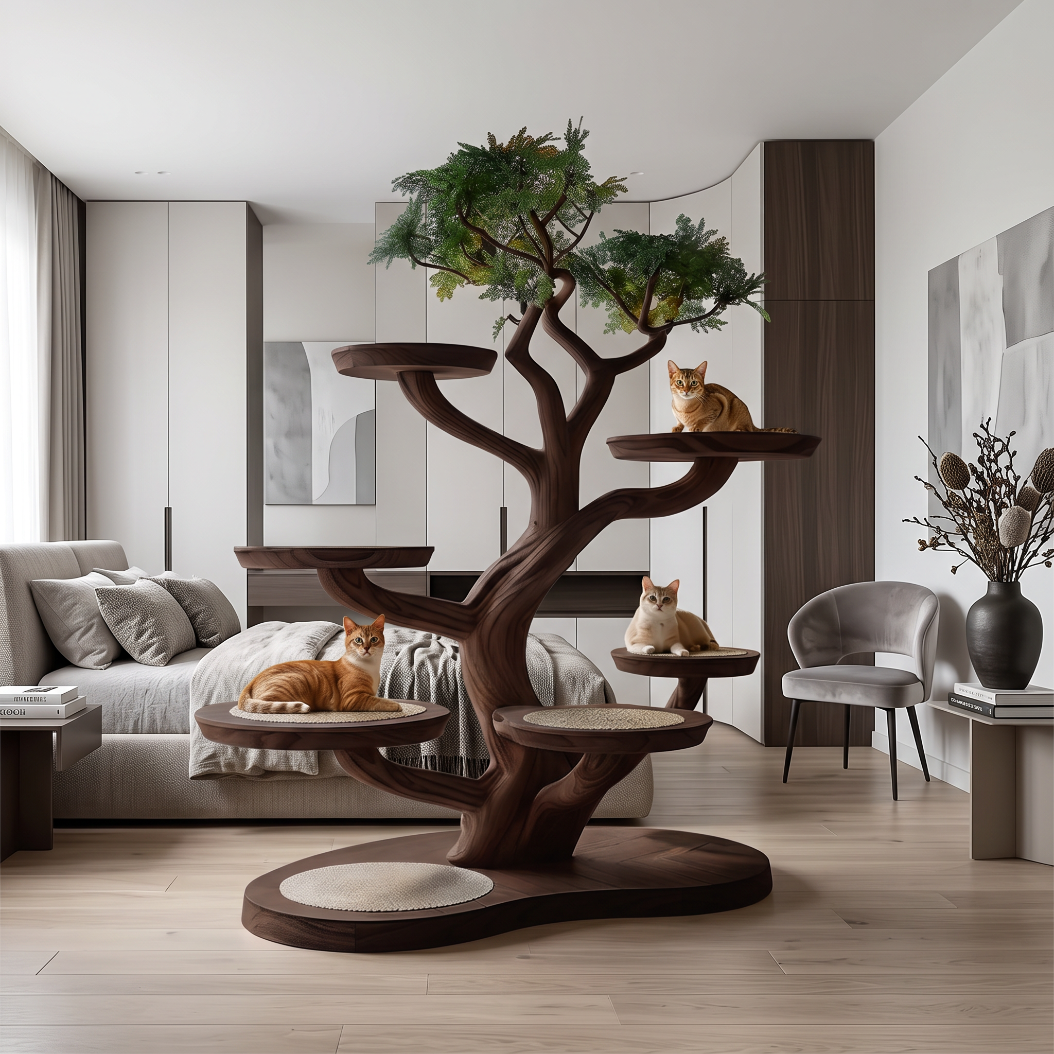 Cat Shelf Wall Natural Living Room Decor room Perfect Pet Gift SINLTT022