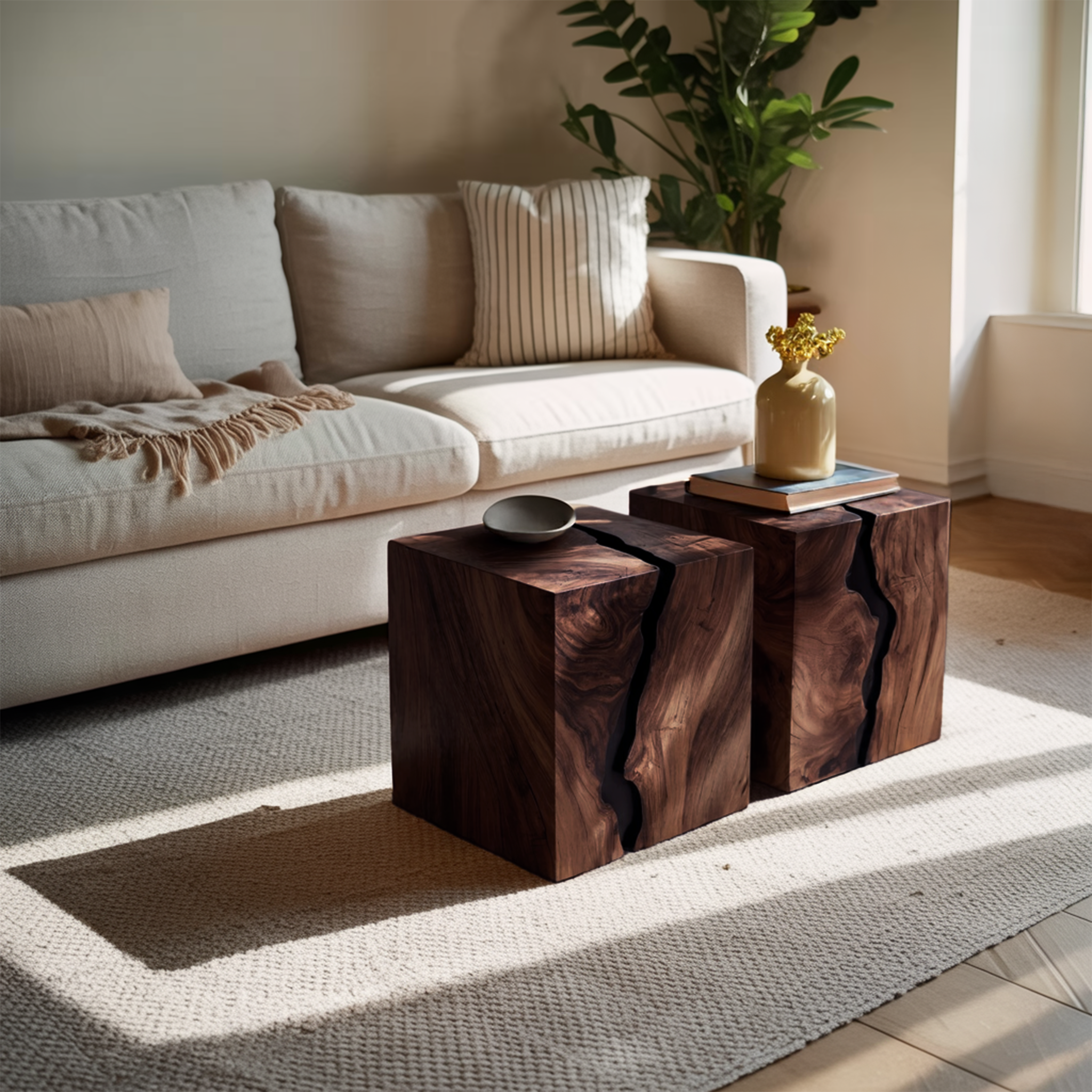 Handcrafted Solid Wood Low Coffee Table For Living Decor SILDTTNCF058