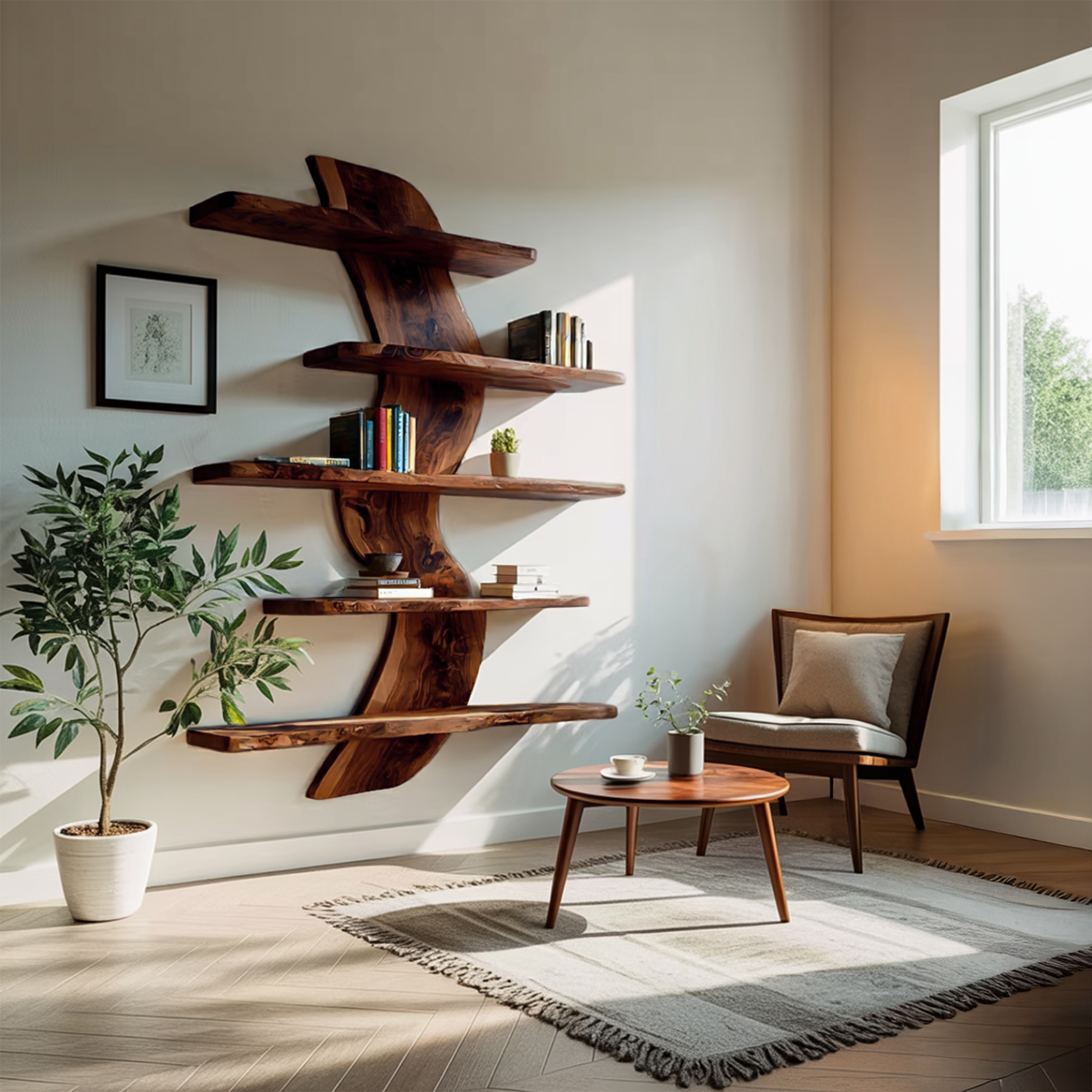 Sculptural Wall Mounted Bookshelf For Modern Living Room RTTHTTBS070