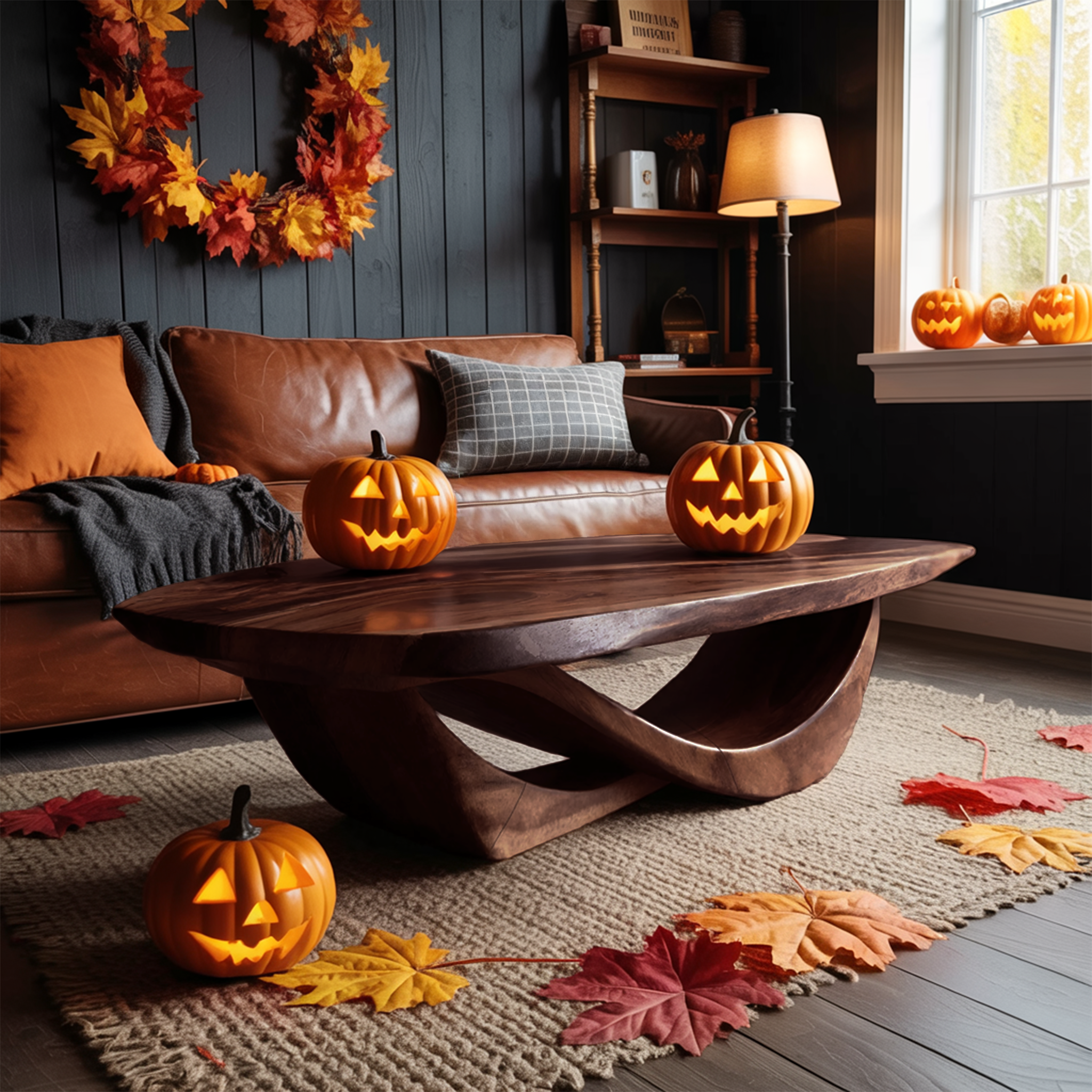 Handcrafted Solid Wood Coffee Table Entryway Design Haunted Look SILDTTNHCF025