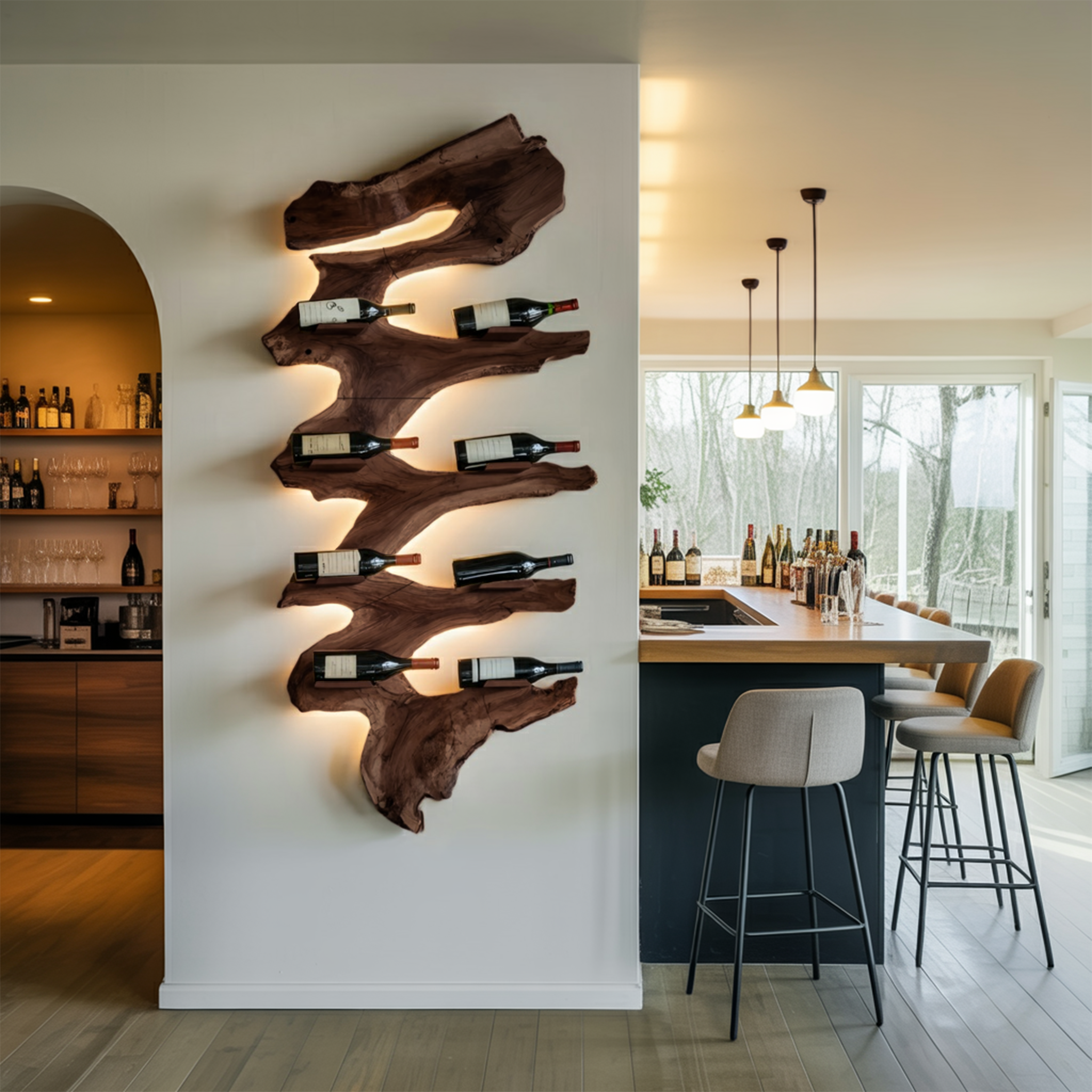 Modern Solid Wood Wine Rack For Living Room Furniture Design SILDTTRWH050