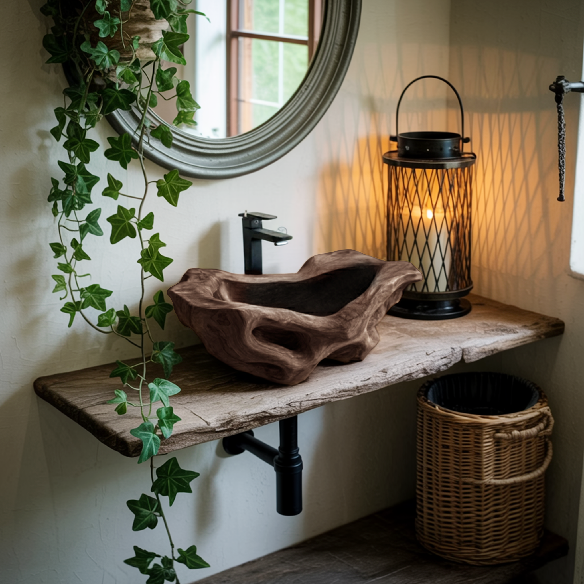 Rustic Wood Wash Basin For Vintage Bathroom SILDTTNVS021