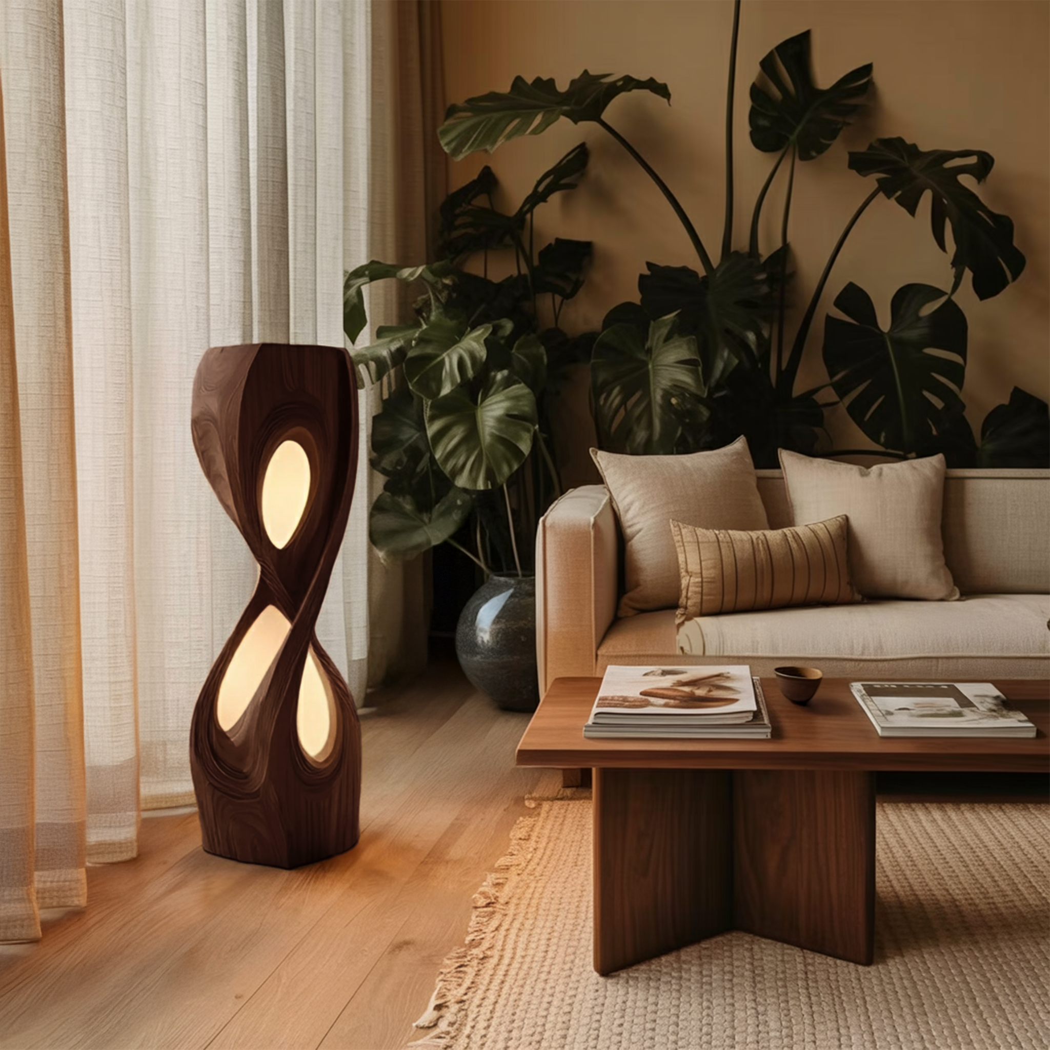 Organic Sculptural Twisted Floor Lamp For Bedroom SITHHNLAM029