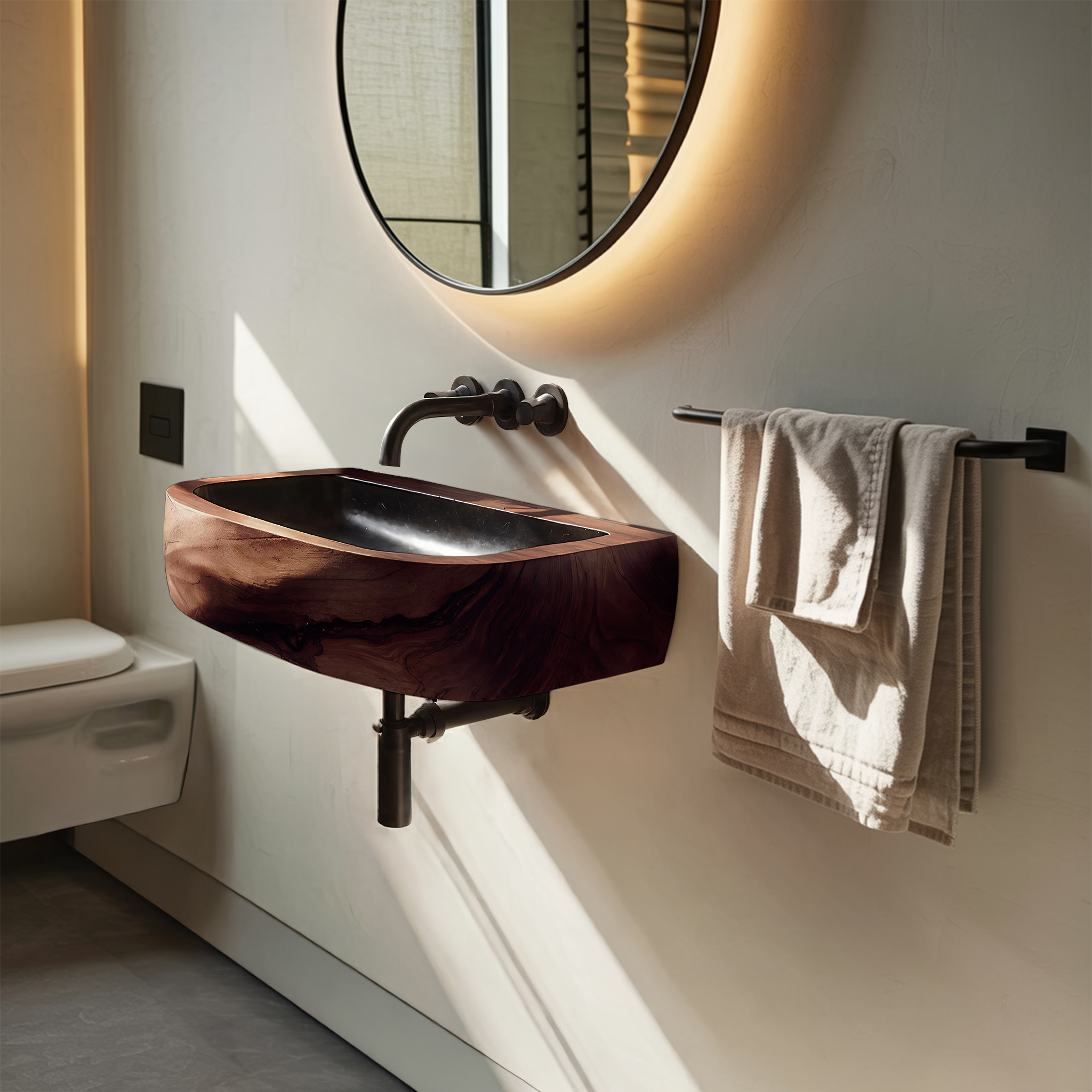 Mid Century Wall Mounted Wooden Bathroom Sink For Modern Bathroom Decor SILDTTNVS029