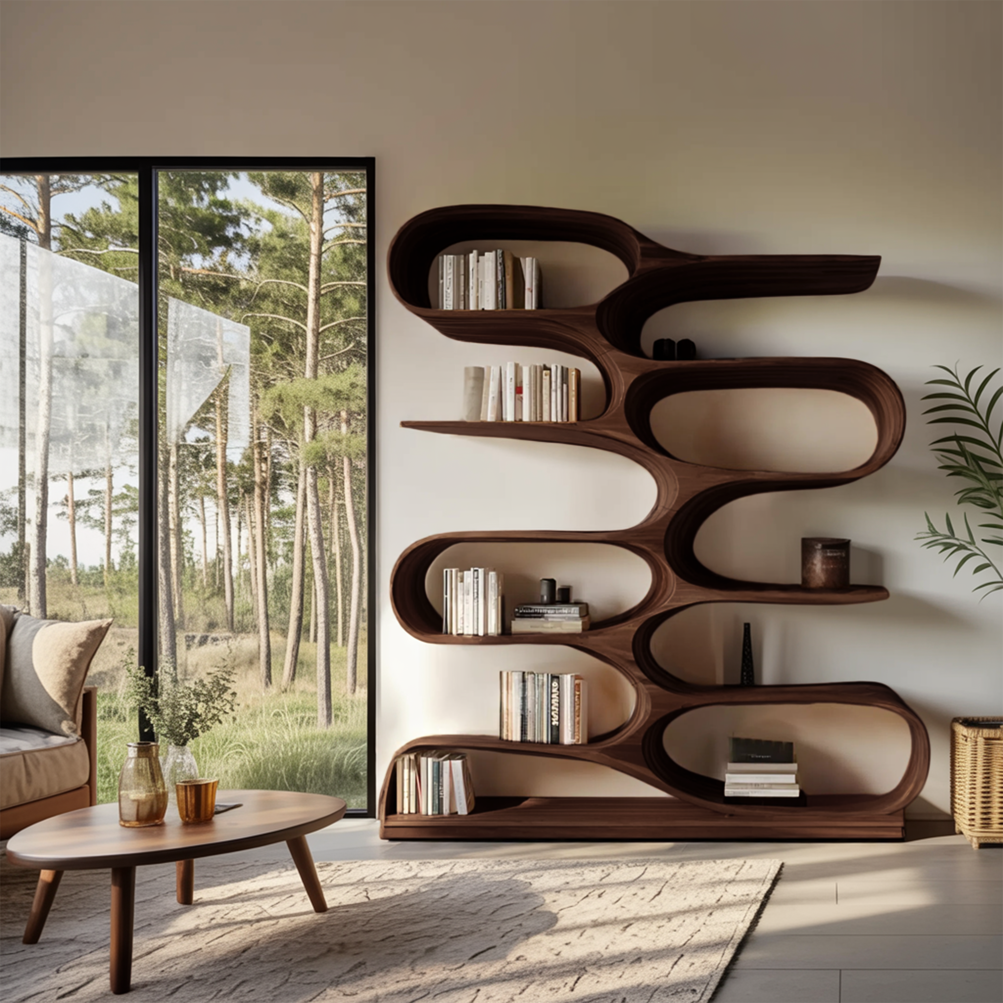 Organic Bookshelf For Living Room Or Home Decor SITHHNBS056